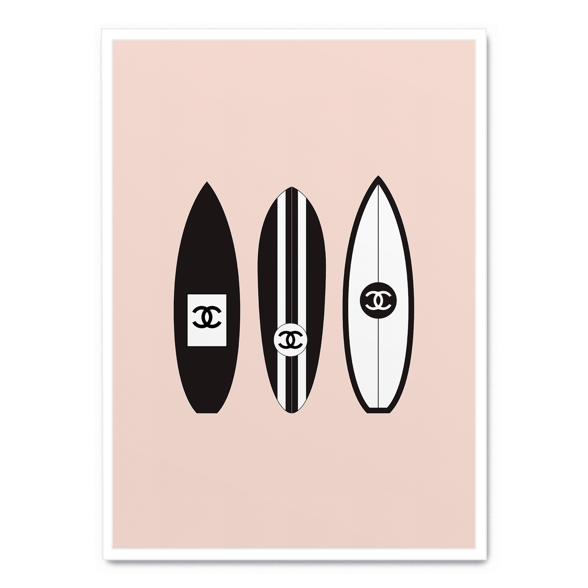 Chanel Surfboard Art | Vintage Muurdecoratie | Luxe Wanddecoratie | Fashion Posters | Schilderijen