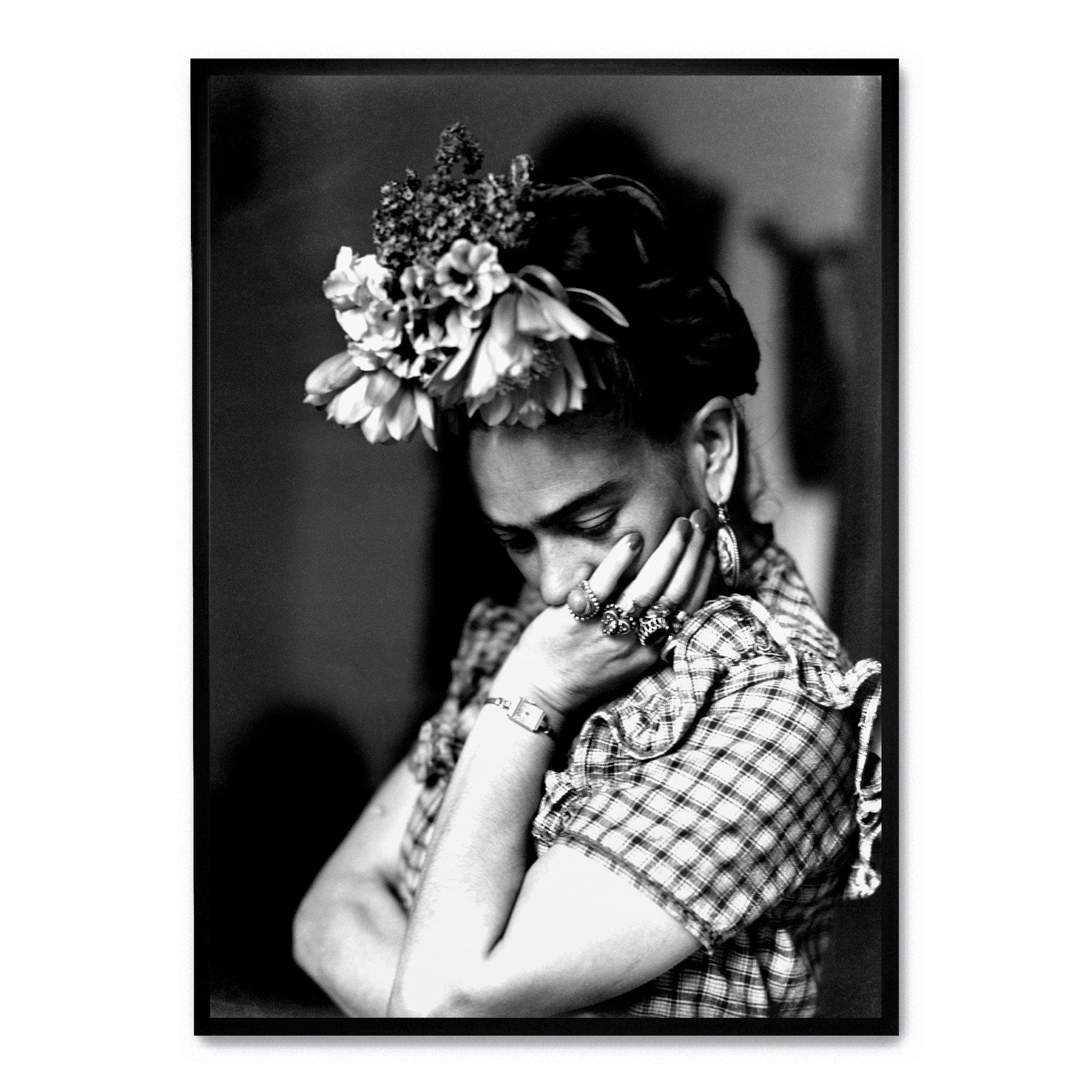 Frida Kahlo Portret | Bloemen Accenten | Muurdecoratie | Mexicaanse Kunst | Posters | Heldere Kleuren | Wanddecoratie