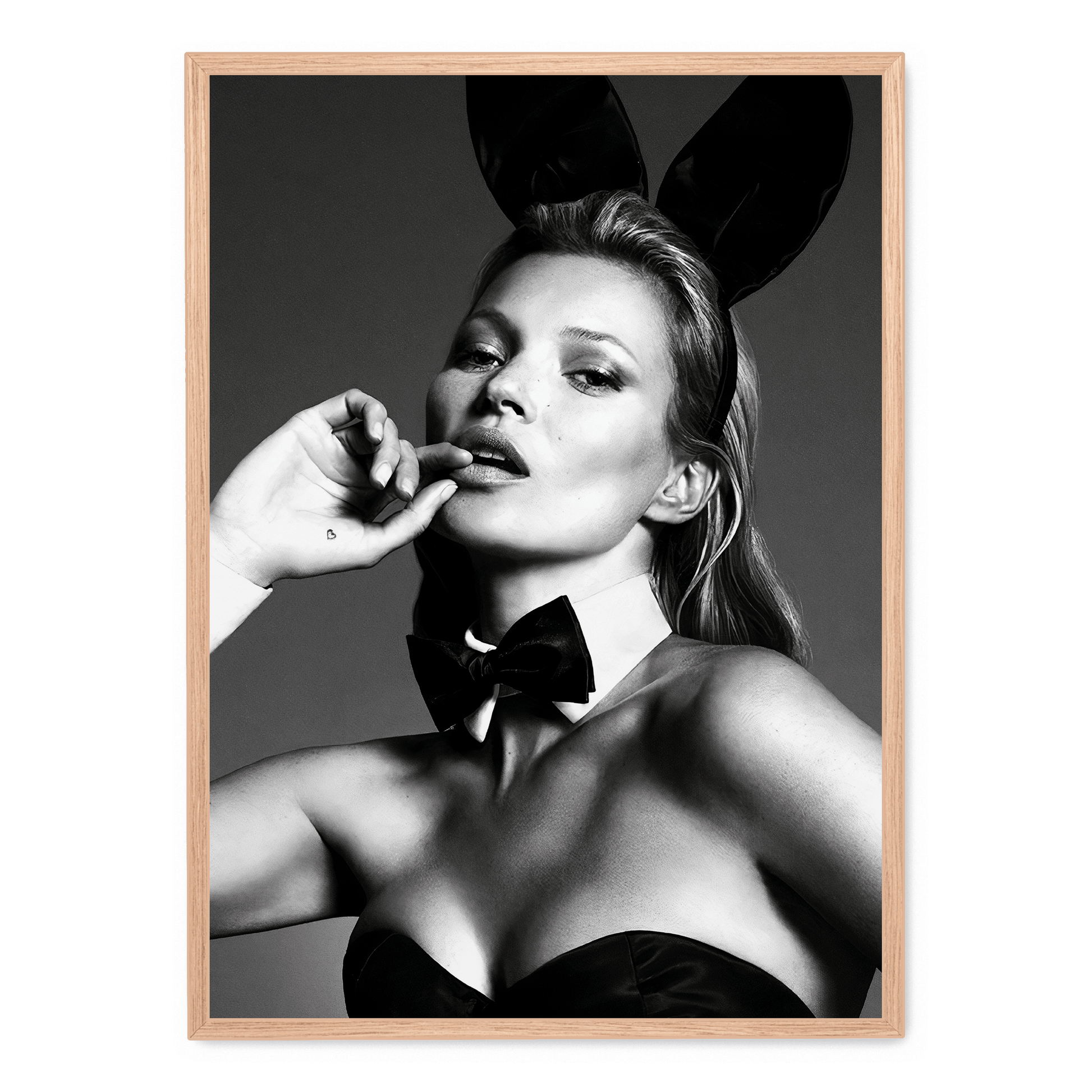 Kate Moss Bunny | Muurdecoratie | Zwart-wit Schilderijen | Fashion Icon | Wanddecoratie | Modern Naakt Poster