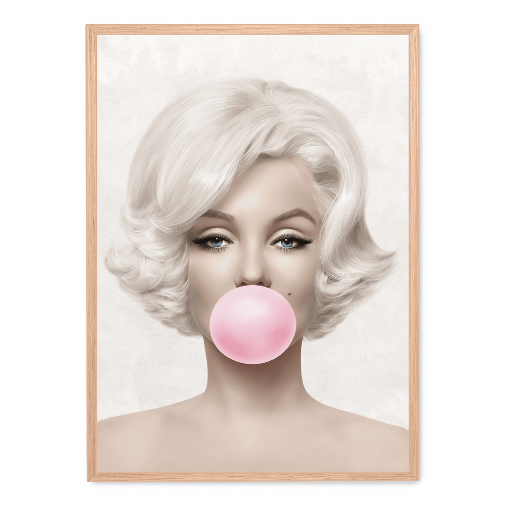 Marilyn Monroe Bubblegum | Pop Art Muurdecoratie | Iconische Posters Kunst | Kleurrijke Wanddecoratie
