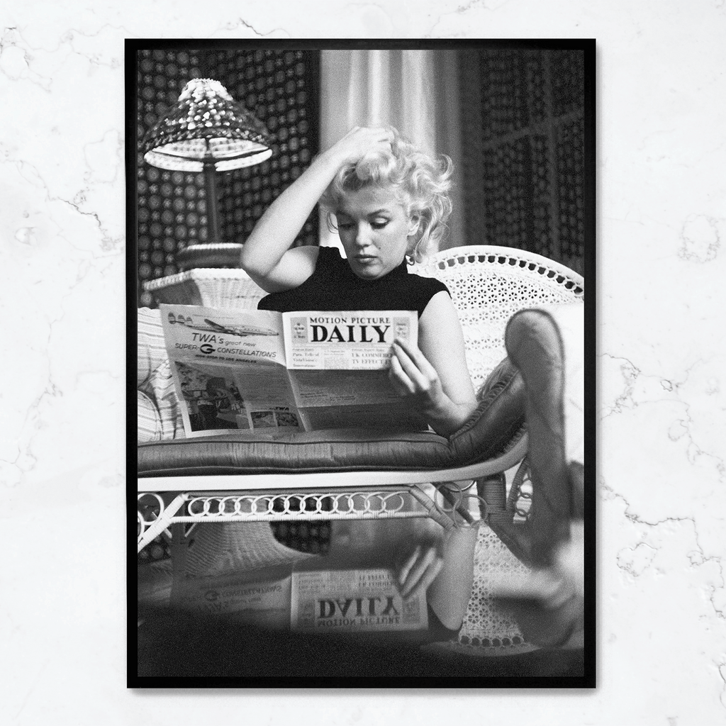 Marilyn Monroe Poster | Iconische Leesscène | Muurdecoratie | Vintage Fotografie Kunst | Wanddecoratie