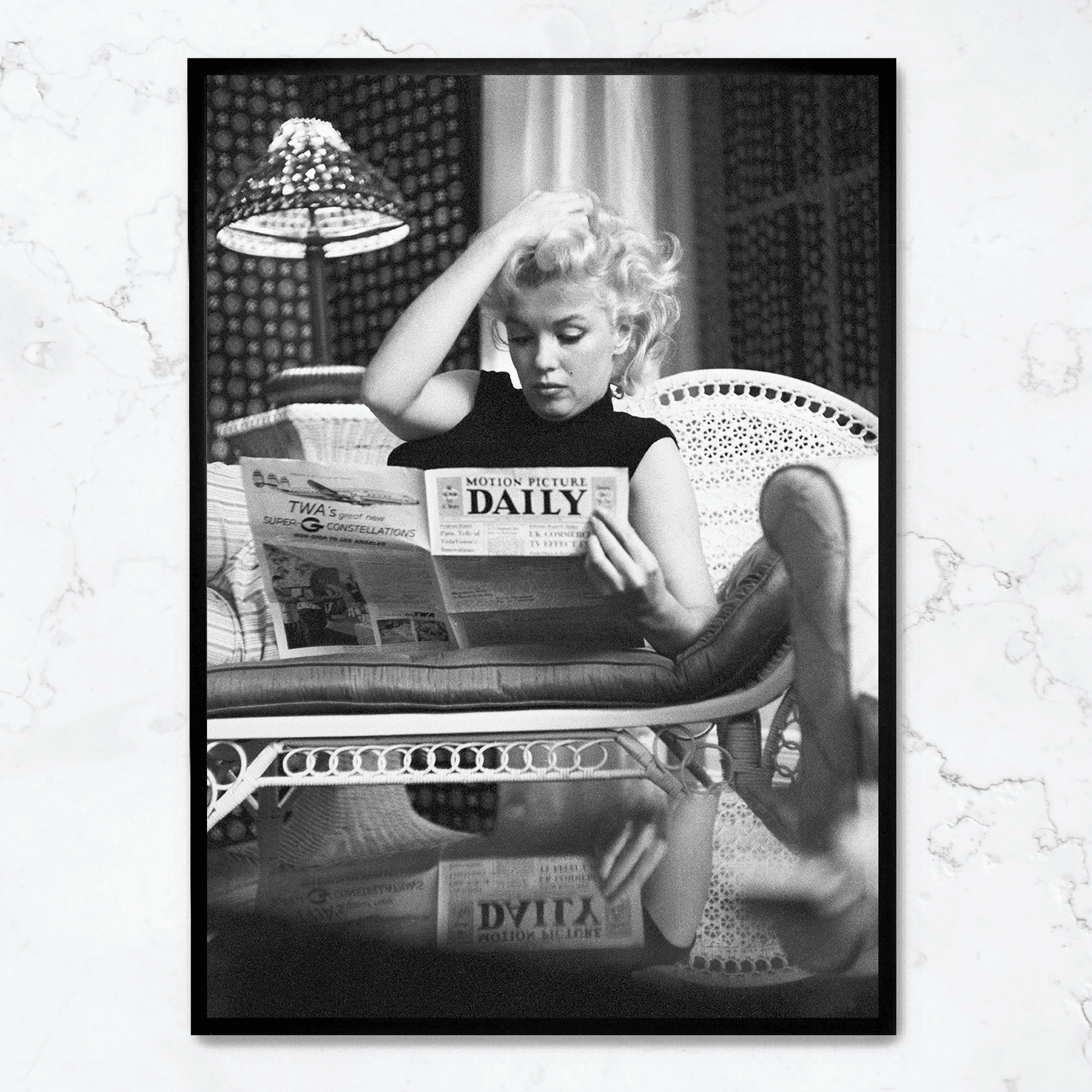 Marilyn Monroe Poster | Iconische Leesscène | Muurdecoratie | Vintage Fotografie Kunst | Wanddecoratie