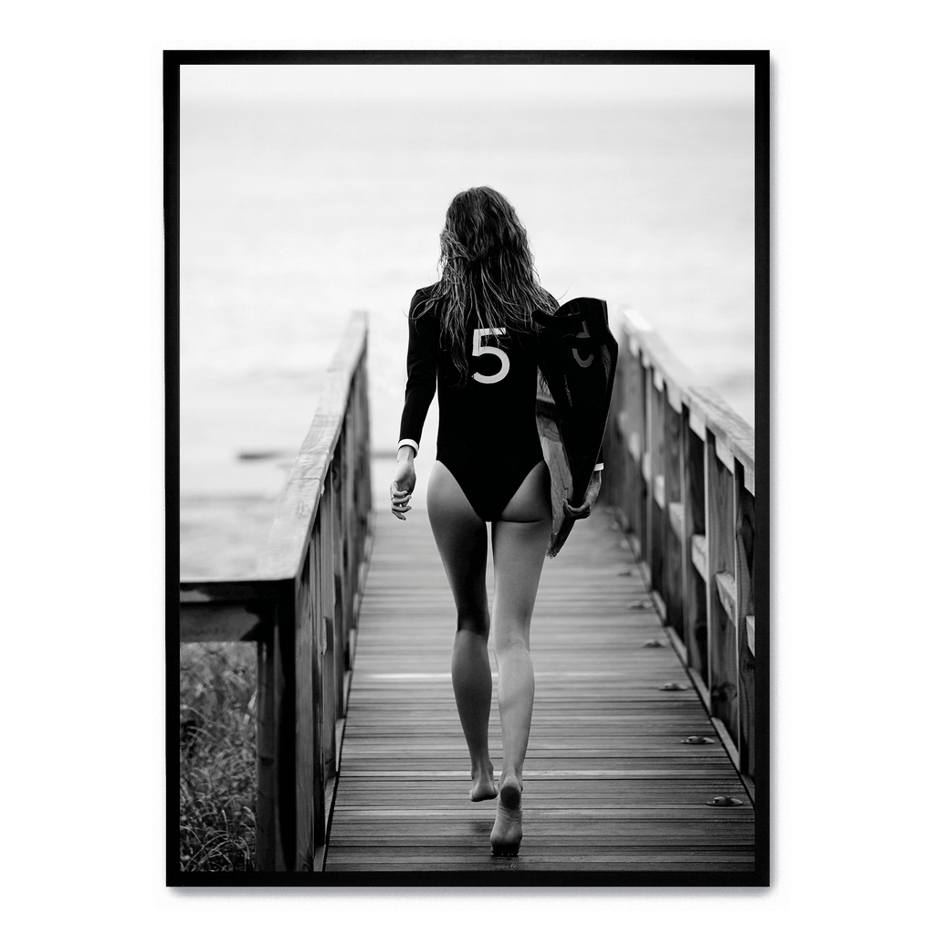 Surfer Girl poster | Oceaan Golf Kunst | Muurdecoratie | Strandgevoel Wanddecoratie | Muurkunst