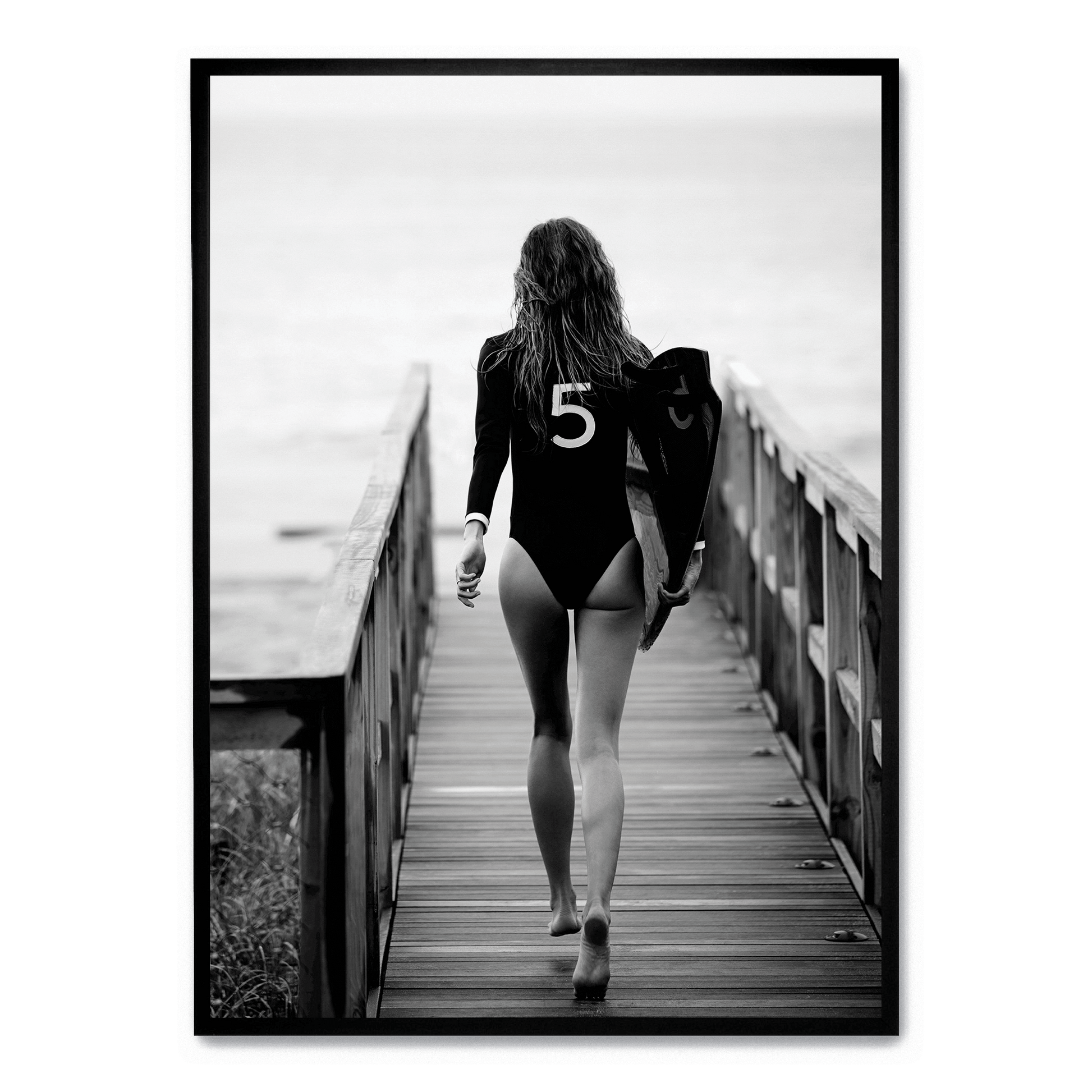 Surfer Girl poster | Oceaan Golf Kunst | Muurdecoratie | Strandgevoel Wanddecoratie | Muurkunst
