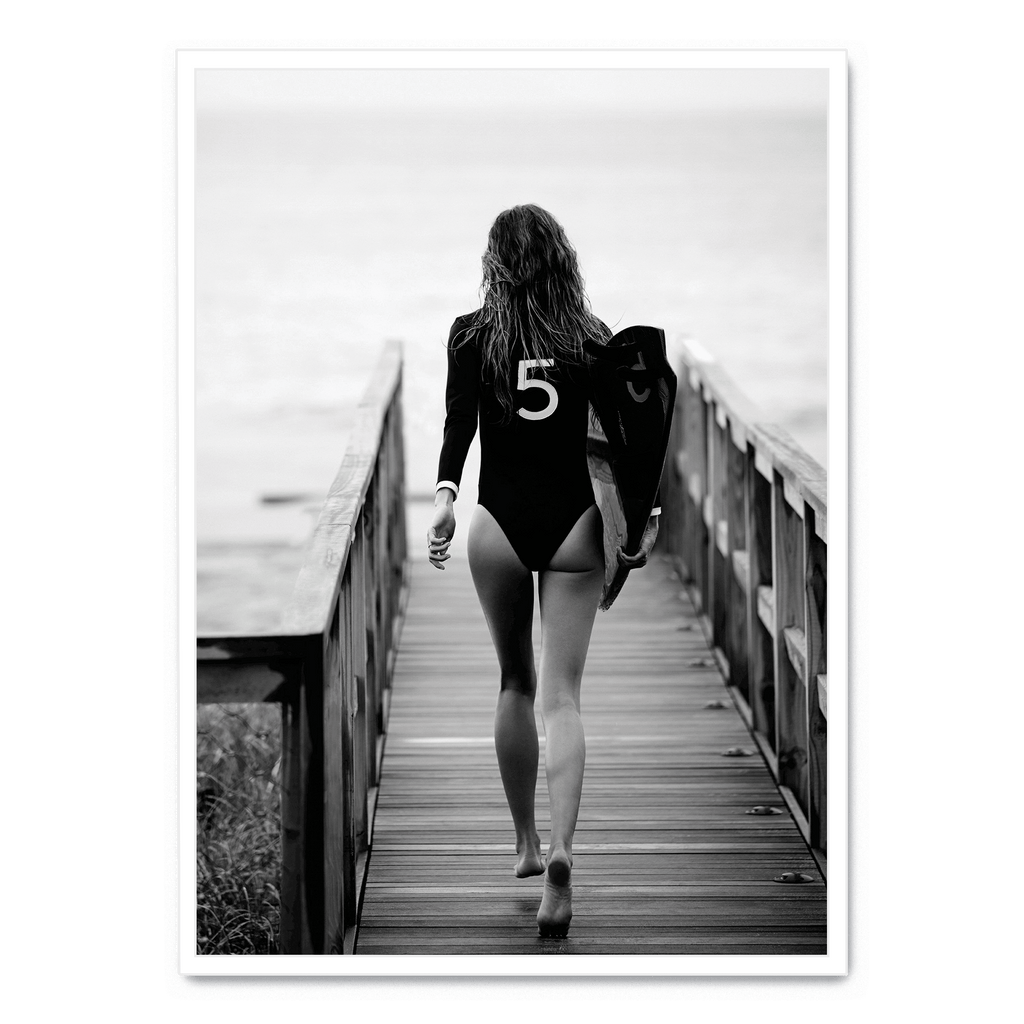 Surfer Girl poster | Oceaan Golf Kunst | Muurdecoratie | Strandgevoel Wanddecoratie | Muurkunst