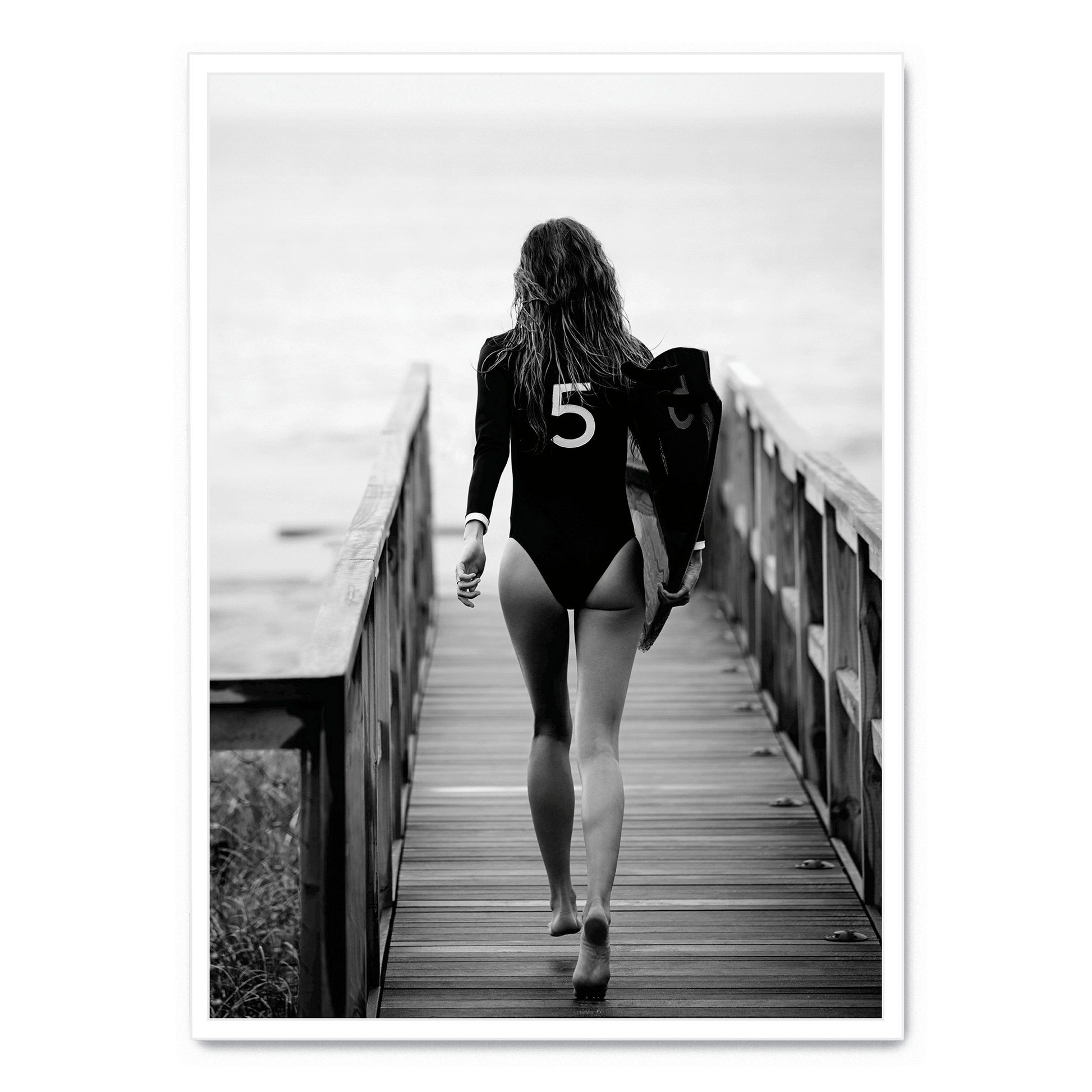 Surfer Girl poster | Oceaan Golf Kunst | Muurdecoratie | Strandgevoel Wanddecoratie | Muurkunst