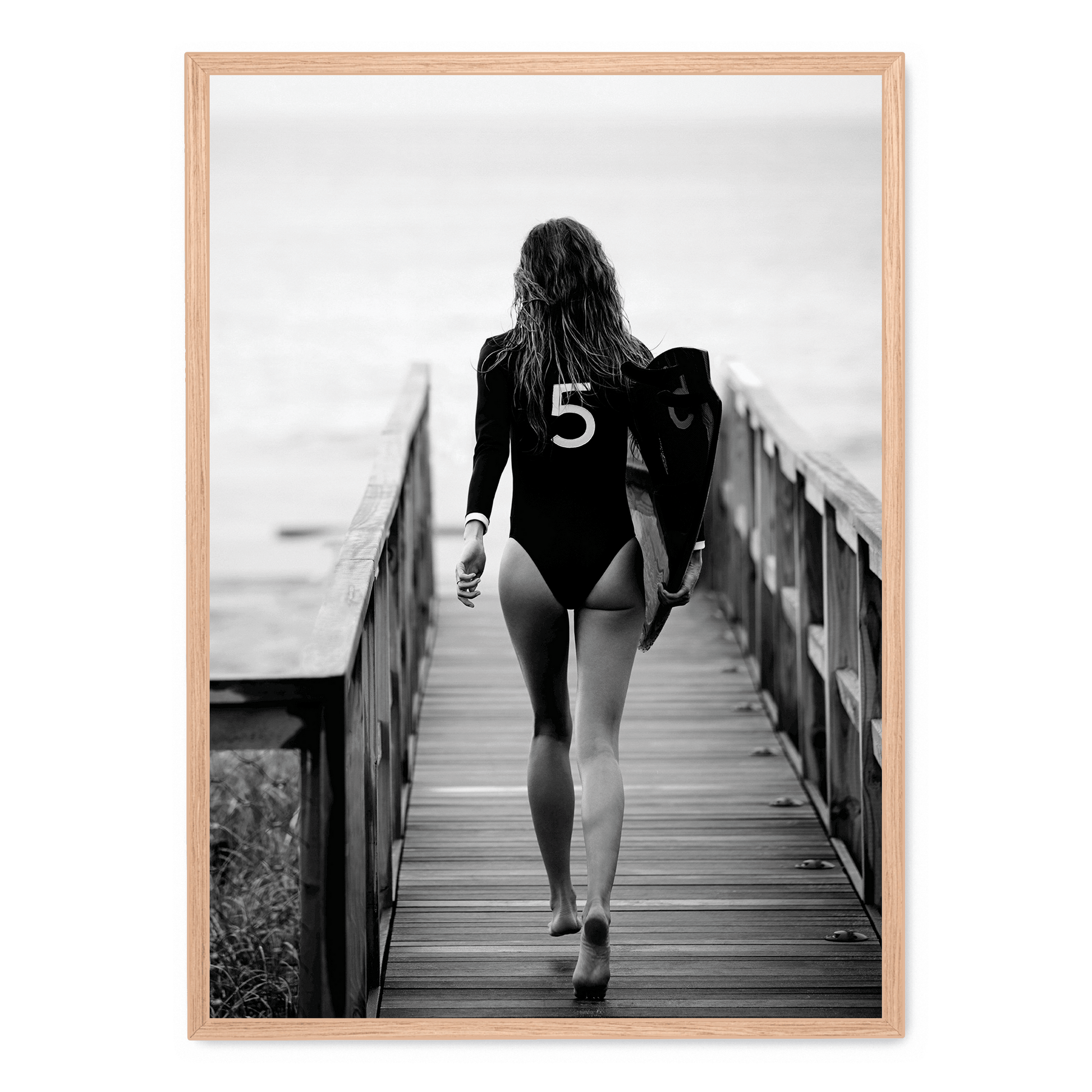 Surfer Girl poster | Oceaan Golf Kunst | Muurdecoratie | Strandgevoel Wanddecoratie | Muurkunst