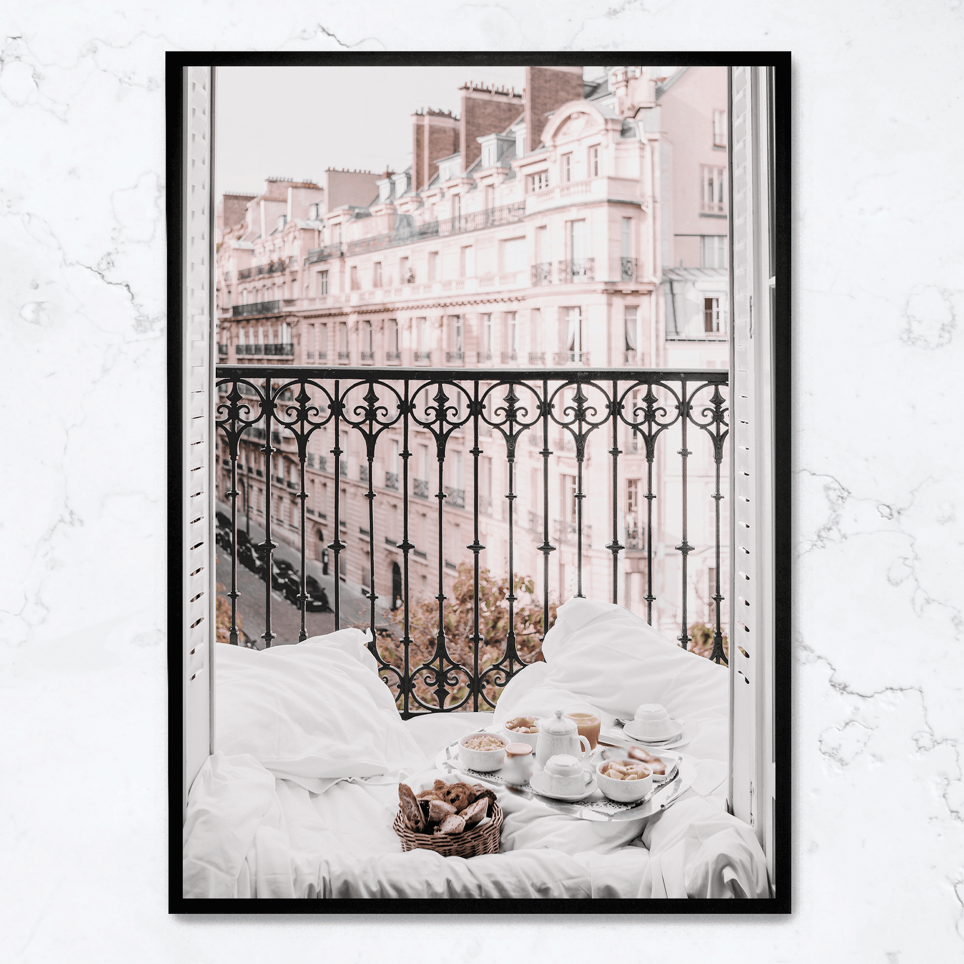 Paris Cityscape Art | Eiffeltoren Balkon Uitzicht | Muurdecoratie Fotografie | Posters voor Woonkamer | Wanddecoratie Kunst