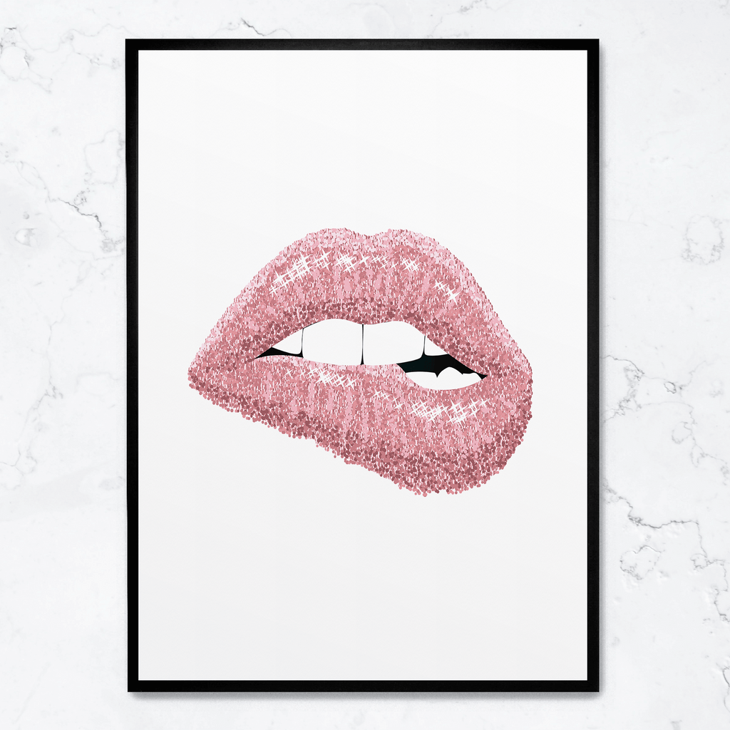 Pink Shiny Lips | Schilderijen Wanddecoratie | Glam Muurdecoratie | Moderne Kunst Posters | Woondecoratie Slaapkamer & Woonkamer
