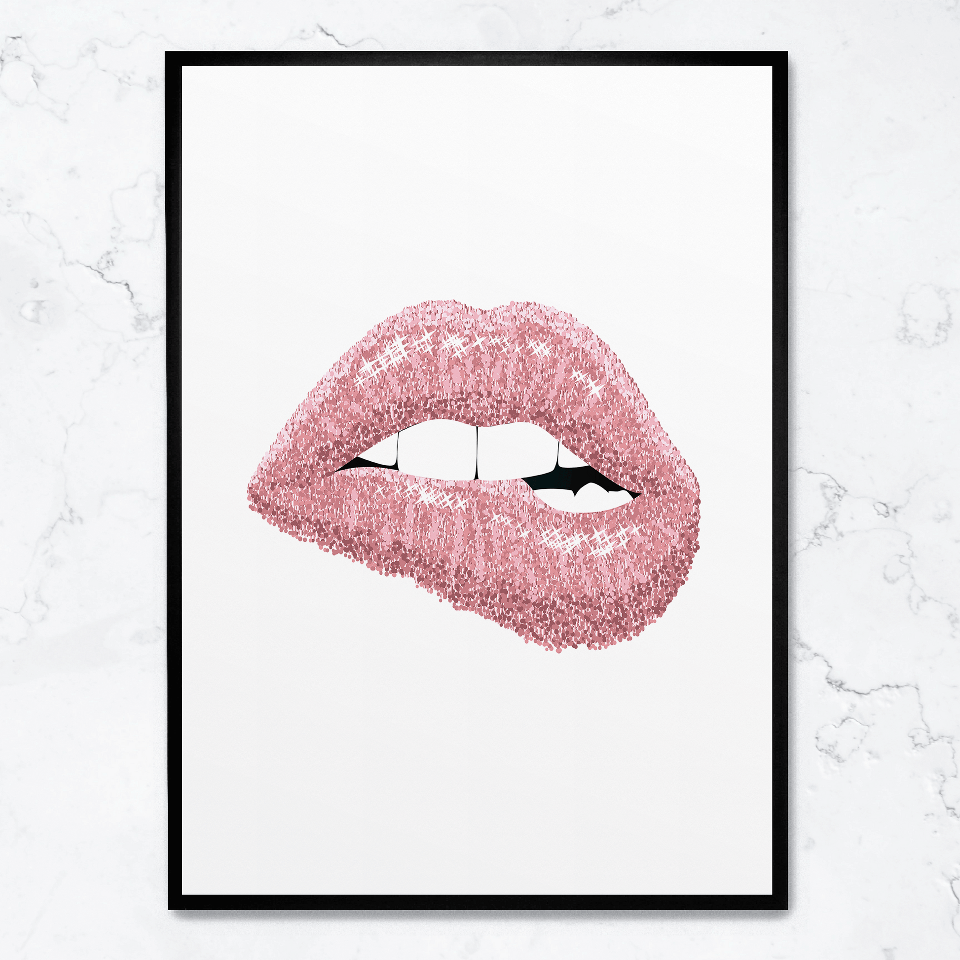 Pink Shiny Lips | Schilderijen Wanddecoratie | Glam Muurdecoratie | Moderne Kunst Posters | Woondecoratie Slaapkamer & Woonkamer