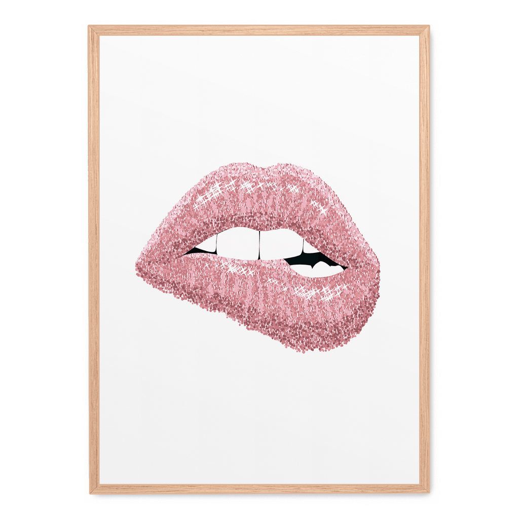 Pink Shiny Lips | Schilderijen Wanddecoratie | Glam Muurdecoratie | Moderne Kunst Posters | Woondecoratie Slaapkamer & Woonkamer