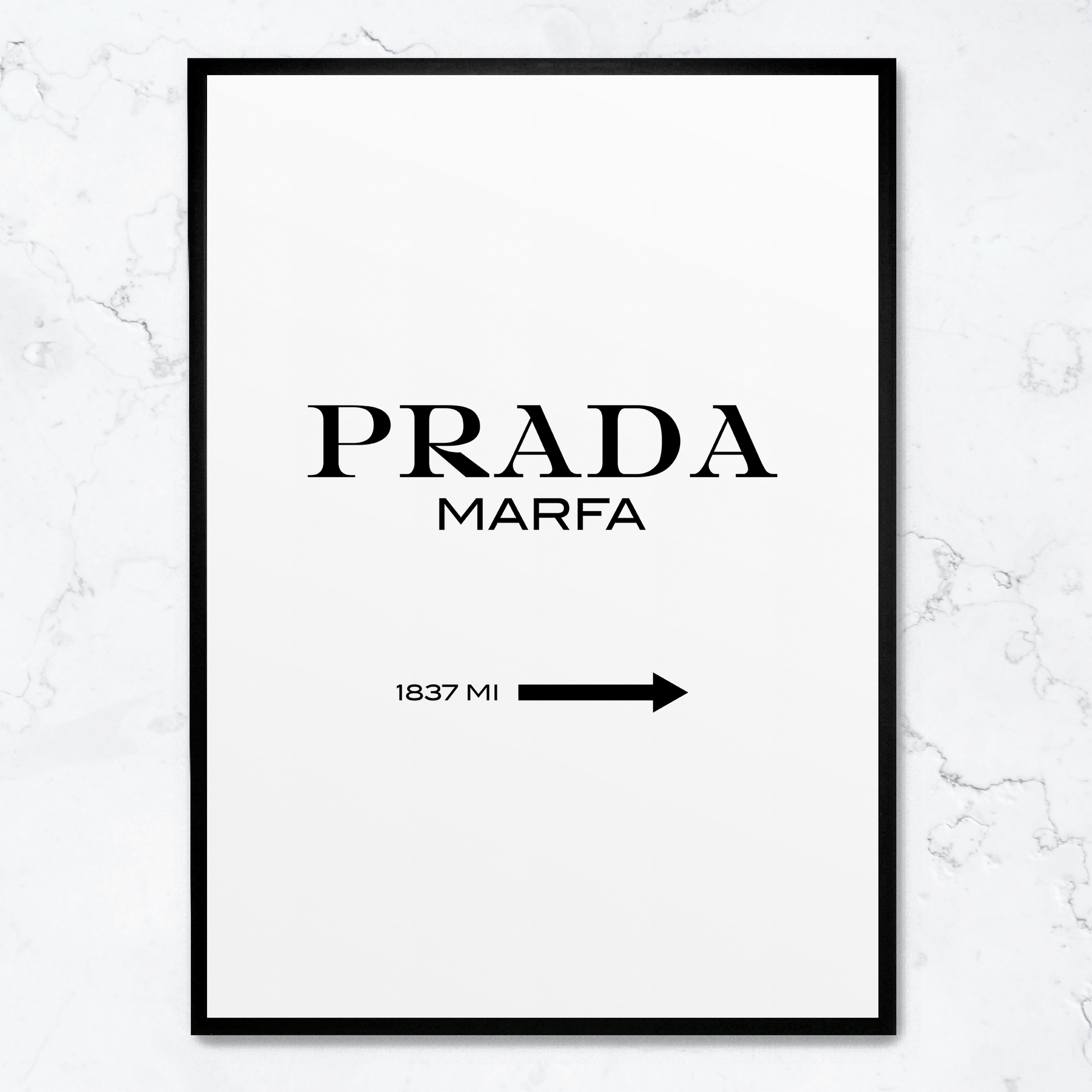 Prada Marfa Art | Geografische Muurdecoratie | Minimalistische Wanddecoratie | Mode Sleutelstuk | Posters voor Thuis