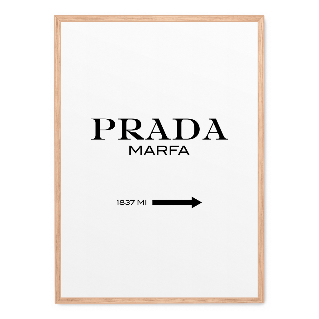 Prada Marfa Art | Geografische Muurdecoratie | Minimalistische Wanddecoratie | Mode Sleutelstuk | Posters voor Thuis