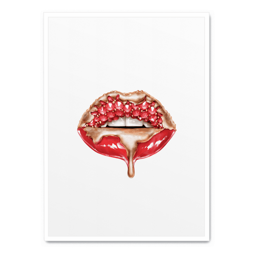 Red Glitter Lips | Moderne Muurdecoratie | Glamorous Wanddecoratie | Sprankelende Lippen | Poster Kunst