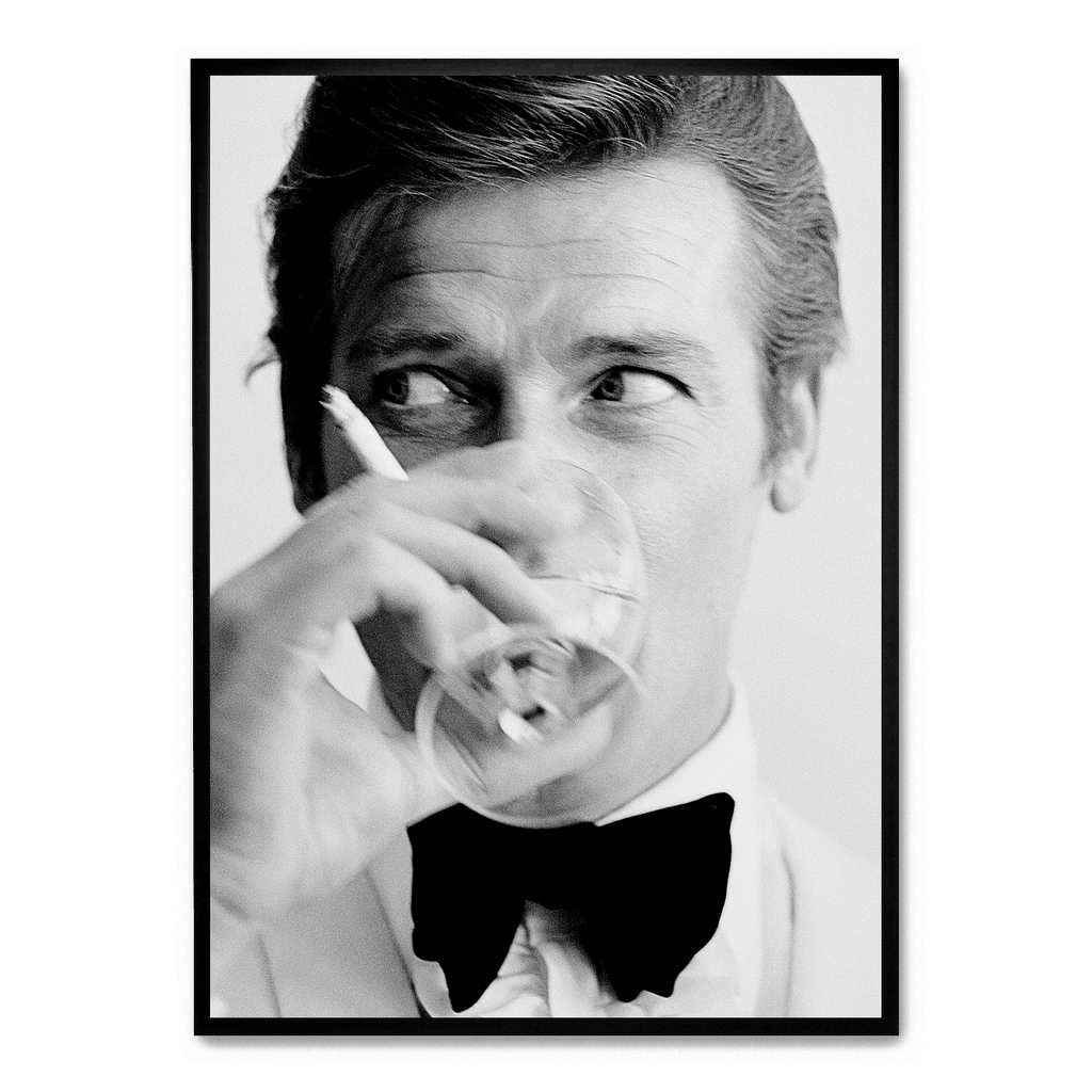 Roger Moore | Iconische James Bond Tijdperk Poster | Muurdecoratie | Zwart Wit Posters Wanddecoratie