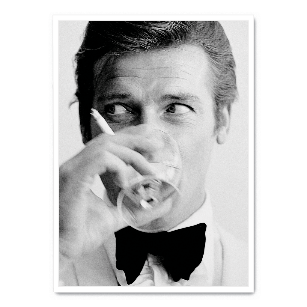 Roger Moore | Iconische James Bond Tijdperk Poster | Muurdecoratie | Zwart Wit Posters Wanddecoratie
