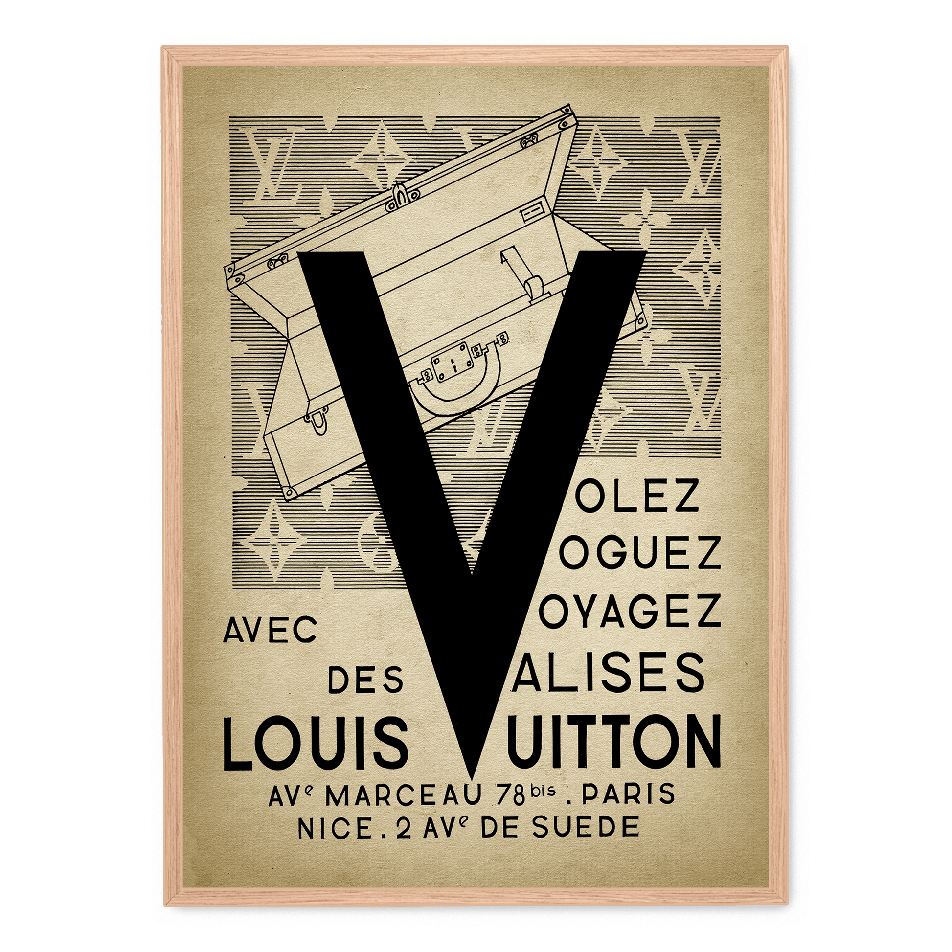 Louis Vuitton Vintage Poster | Muurdecoratie | Luxe Modekunst | Schilderijen | Wanddecoratie | Visuele Kunstdecoratie | Tijdloze Elegantiev