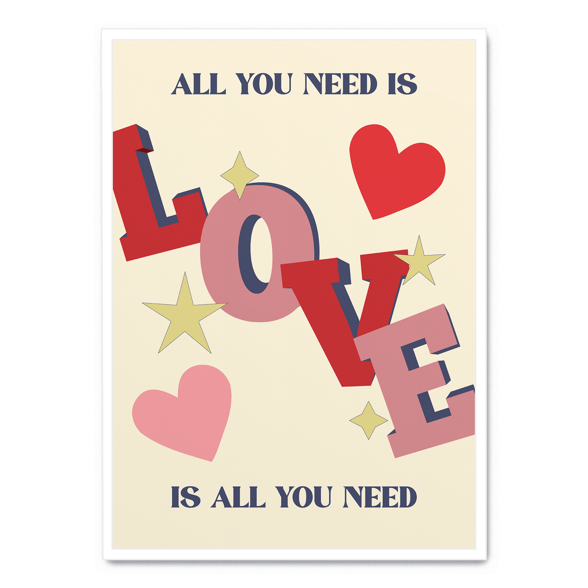 All You Need Is Love | Poster Wanddecoratie | Inspirerende Citaten Kunst | Motivatie Woordkunst voor Woonkamer Slaapkamer Kantoor