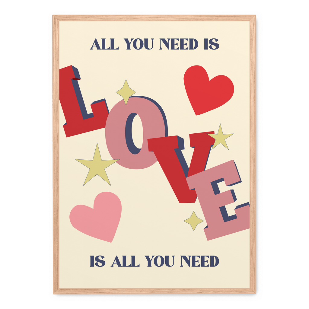 All You Need Is Love | Poster Wanddecoratie | Inspirerende Citaten Kunst | Motivatie Woordkunst voor Woonkamer Slaapkamer Kantoor