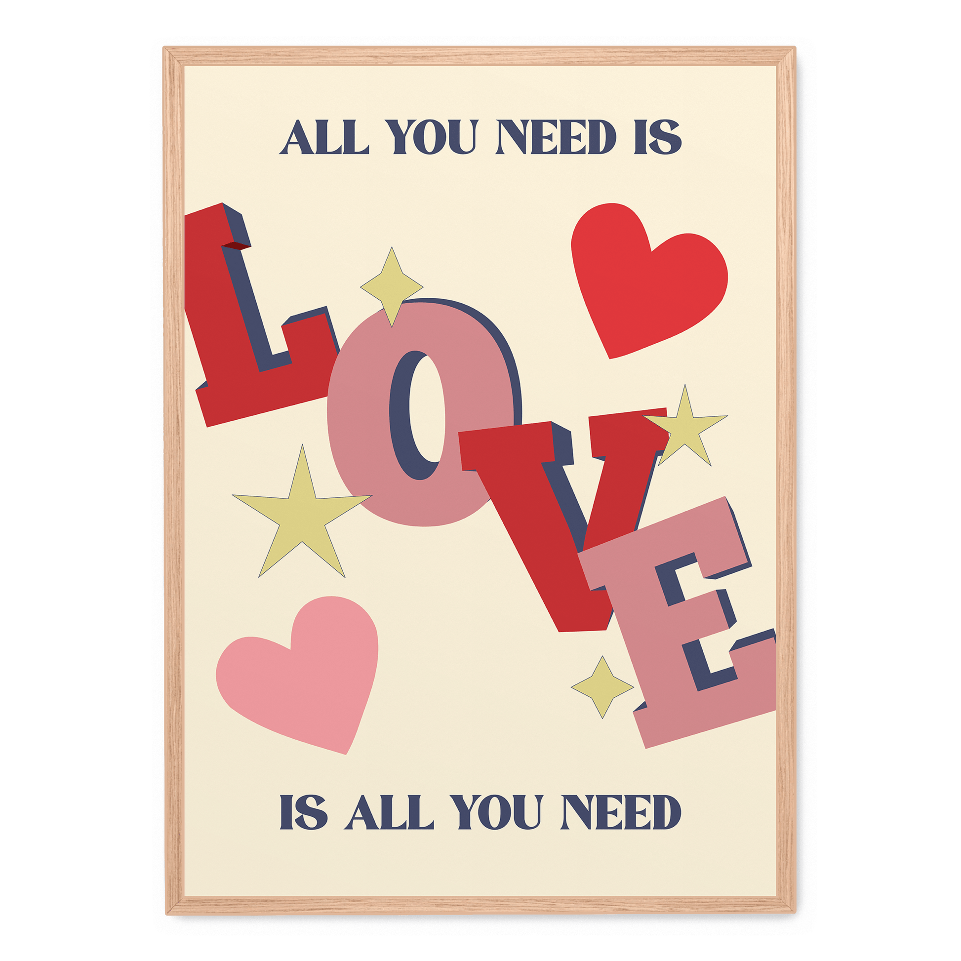 All You Need Is Love | Poster Wanddecoratie | Inspirerende Citaten Kunst | Motivatie Woordkunst voor Woonkamer Slaapkamer Kantoor