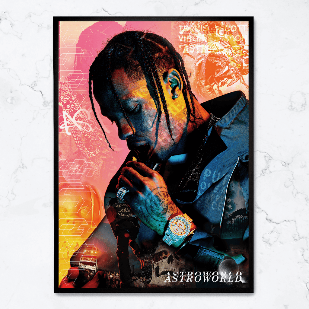 "Travis Scott x Astroworld | Wanddecoratie Muurdecoratie | Posters Album Art Decor | Schilderijen Visuele Kunst"