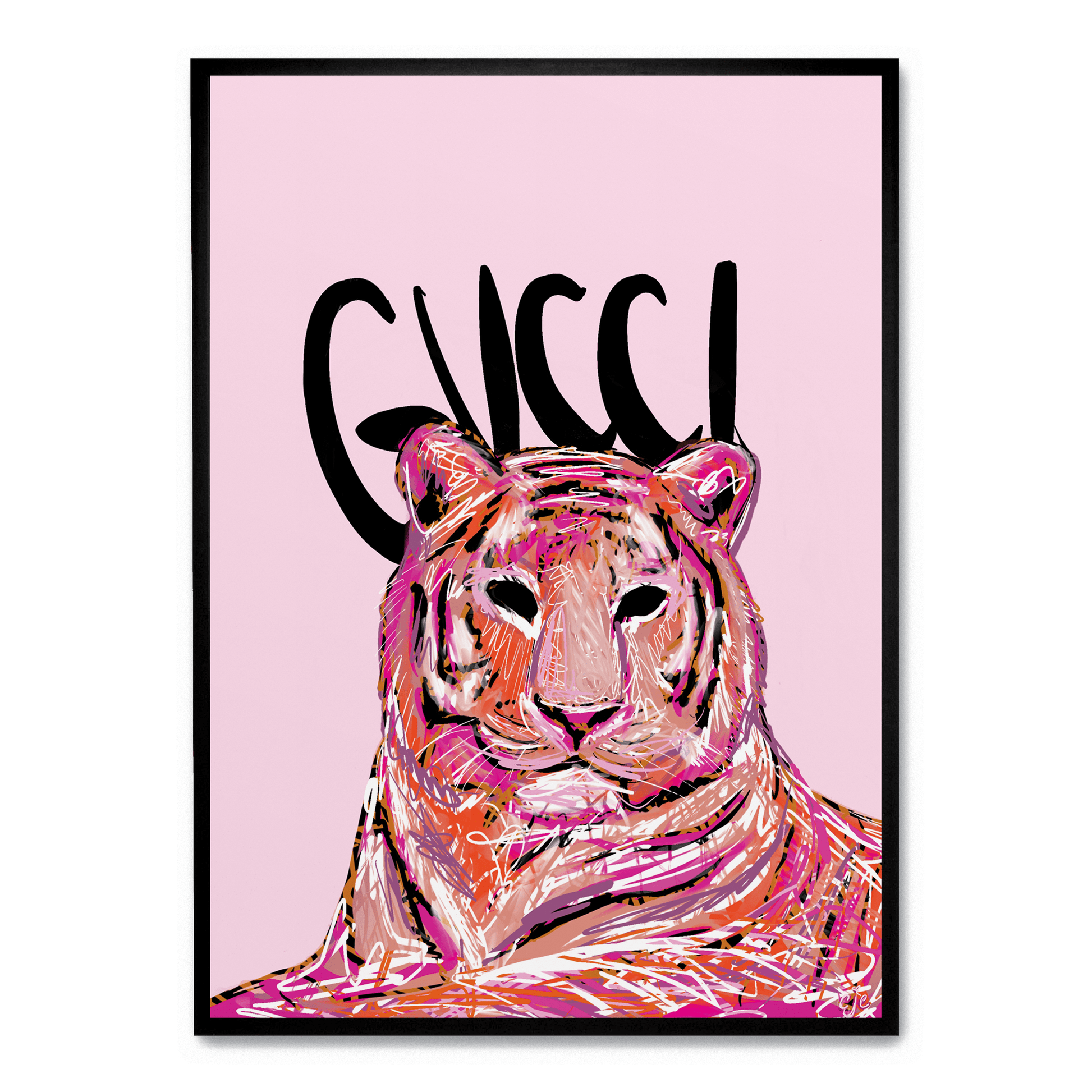 Gucci Tiger Poster | Premium Muurdecoratie | Fashion Geïnspireerde Wanddecoratie | Wildlife Illustratie | Hoge Kwaliteit Print
