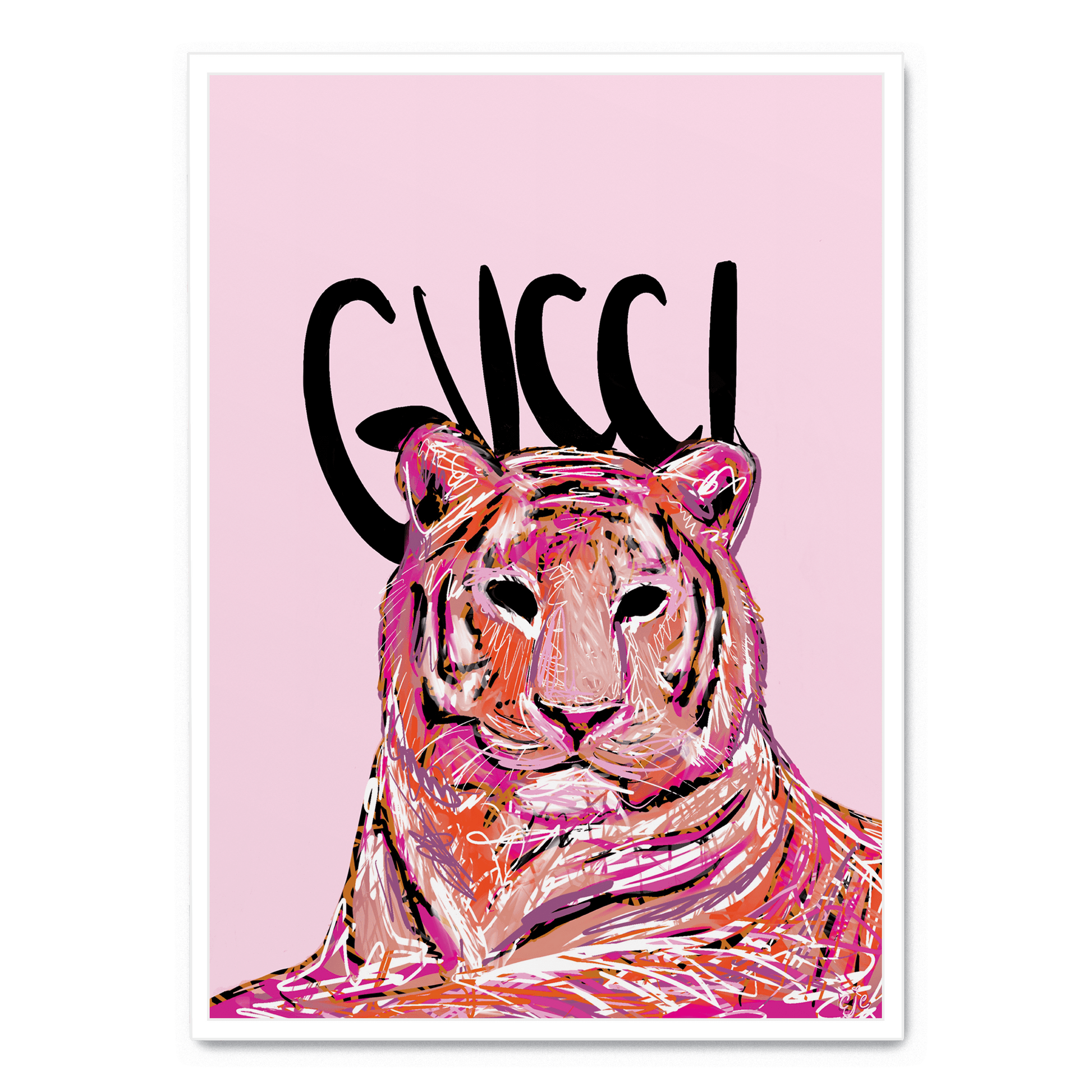 Gucci Tiger Poster | Premium Muurdecoratie | Fashion Geïnspireerde Wanddecoratie | Wildlife Illustratie | Hoge Kwaliteit Print
