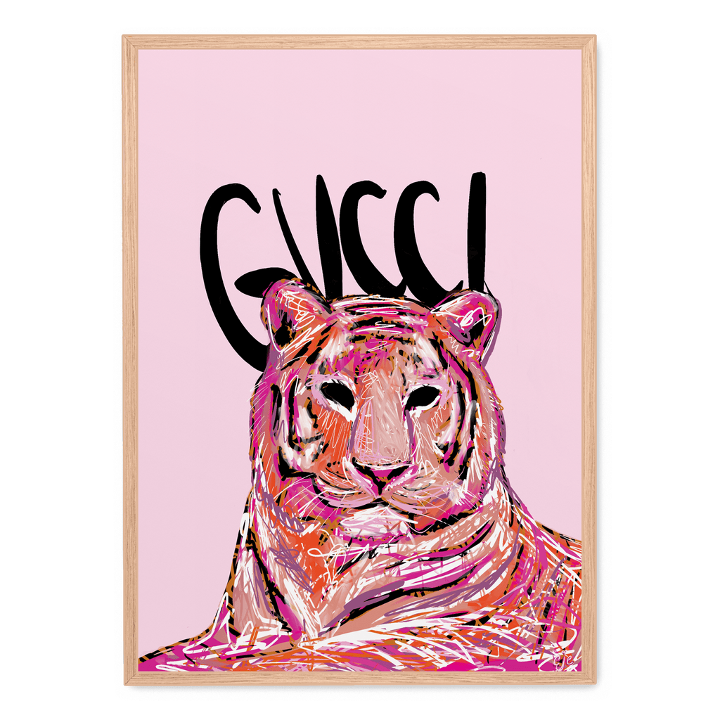 Gucci Tiger Poster | Premium Muurdecoratie | Fashion Geïnspireerde Wanddecoratie | Wildlife Illustratie | Hoge Kwaliteit Print