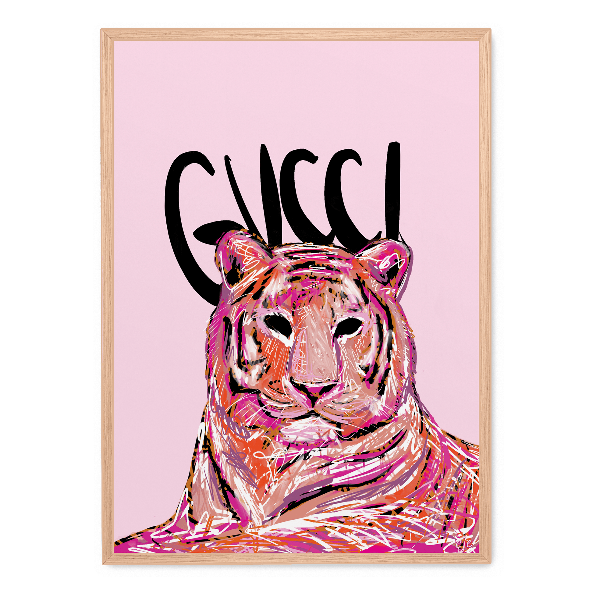 Gucci Tiger Poster | Premium Muurdecoratie | Fashion Geïnspireerde Wanddecoratie | Wildlife Illustratie | Hoge Kwaliteit Print