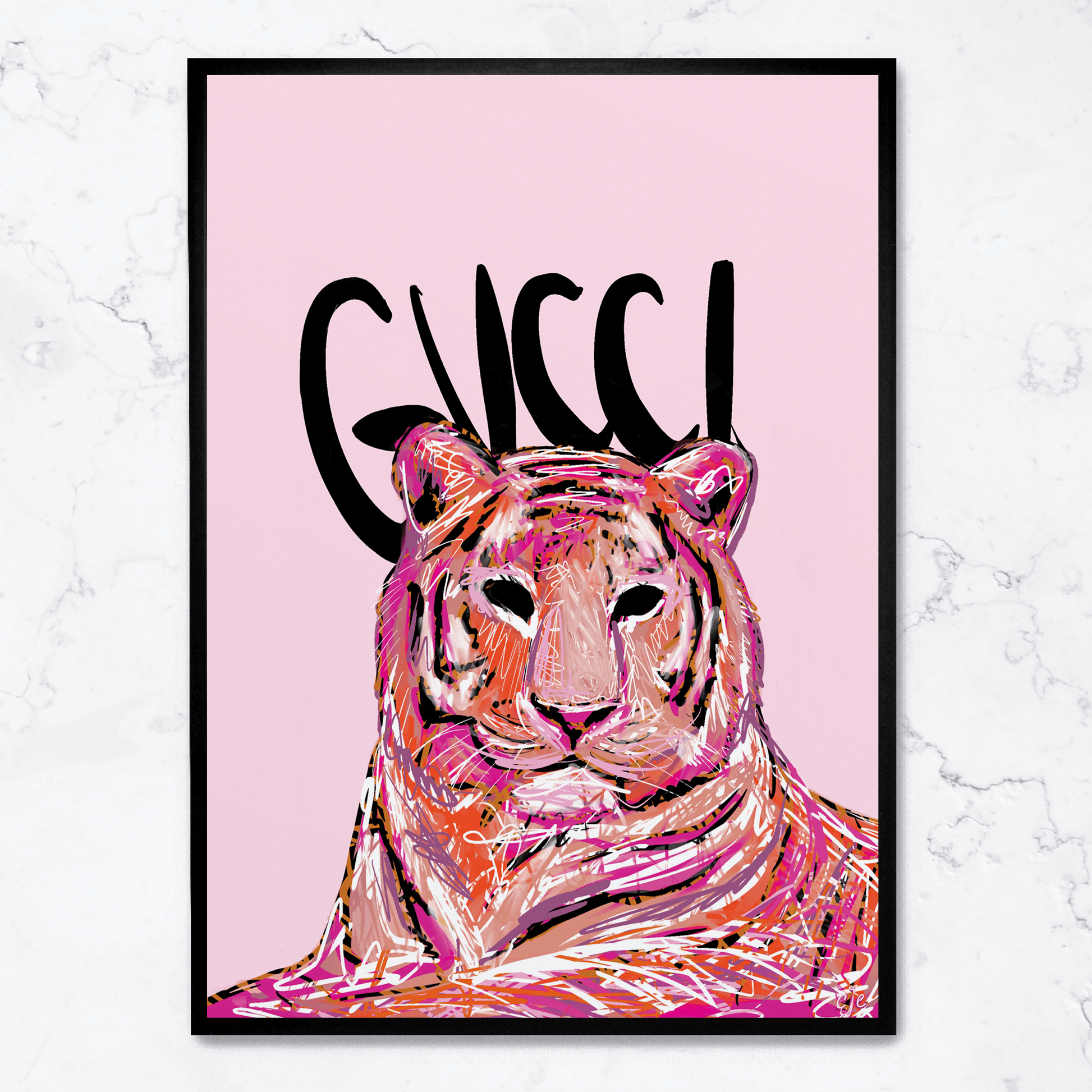 Gucci Tiger Poster | Premium Muurdecoratie | Fashion Geïnspireerde Wanddecoratie | Wildlife Illustratie | Hoge Kwaliteit Print