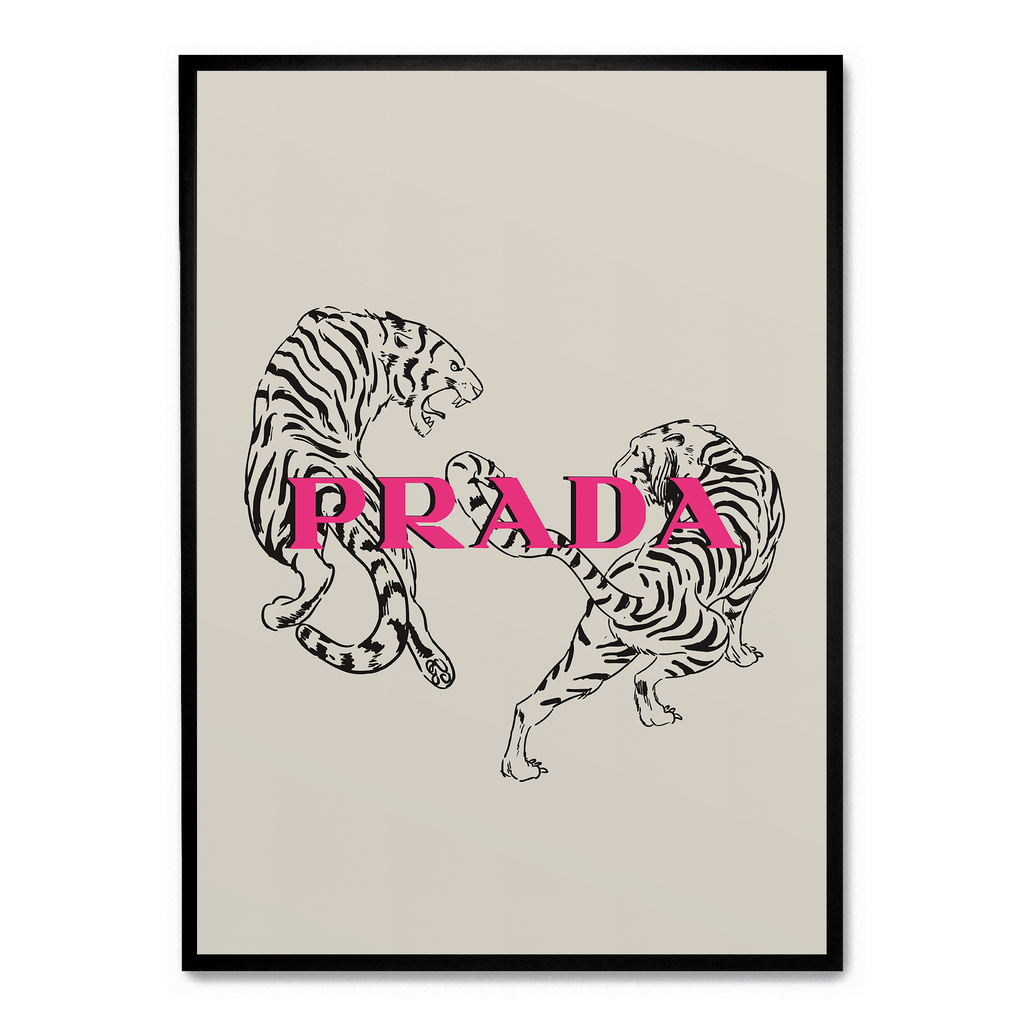 Prada Aesthetic Tiger Poster | Luxe Muurdecoratie | Mode Kunst Print | Dieren Illustratie | Modern Wanddecor | Exclusief Design