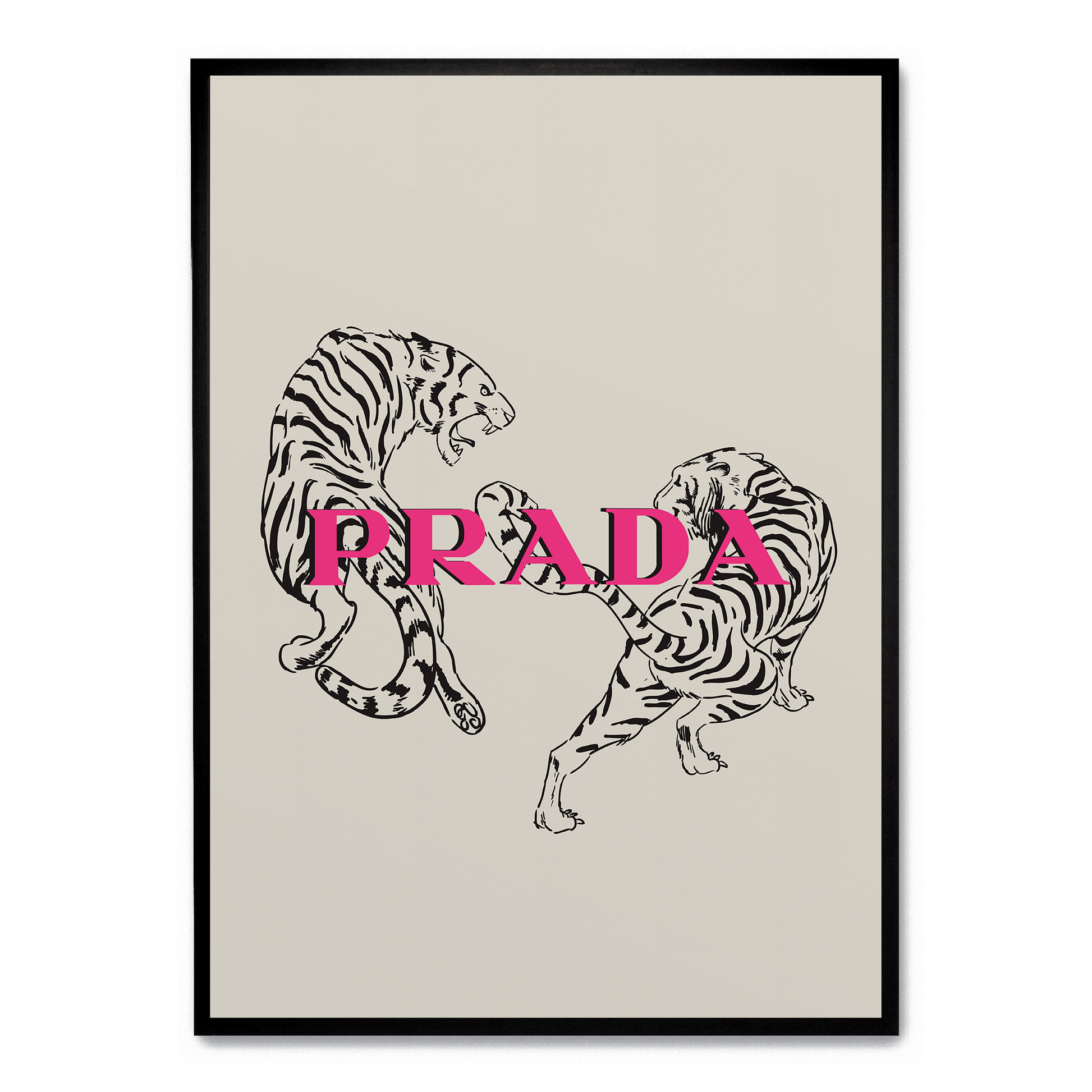 Prada Aesthetic Tiger Poster | Luxe Muurdecoratie | Mode Kunst Print | Dieren Illustratie | Modern Wanddecor | Exclusief Design