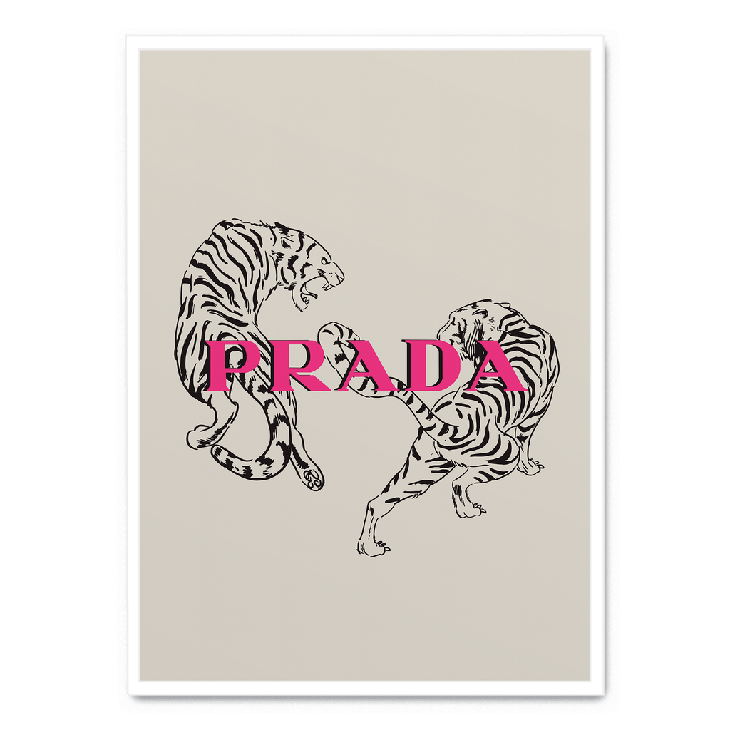 Prada Aesthetic Tiger Poster | Luxe Muurdecoratie | Mode Kunst Print | Dieren Illustratie | Modern Wanddecor | Exclusief Design