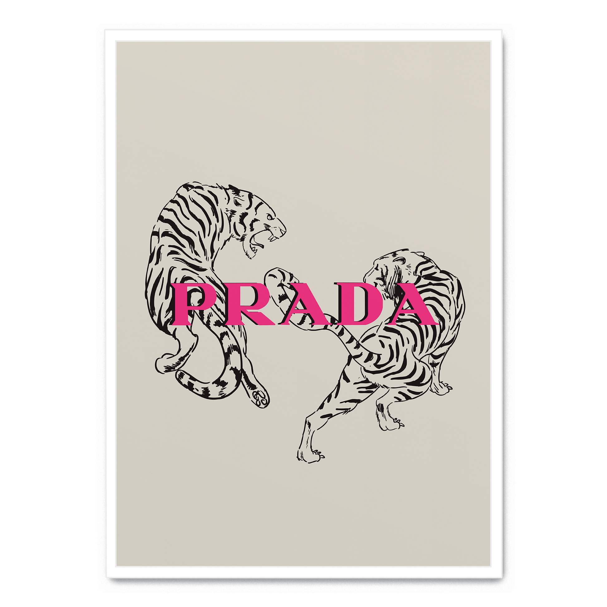 Prada Aesthetic Tiger Poster | Luxe Muurdecoratie | Mode Kunst Print | Dieren Illustratie | Modern Wanddecor | Exclusief Design