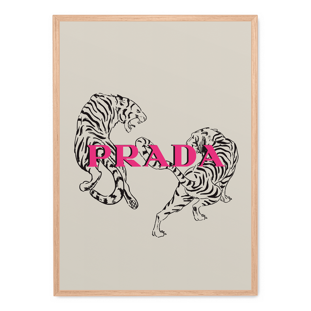 Prada Aesthetic Tiger Poster | Luxe Muurdecoratie | Mode Kunst Print | Dieren Illustratie | Modern Wanddecor | Exclusief Design
