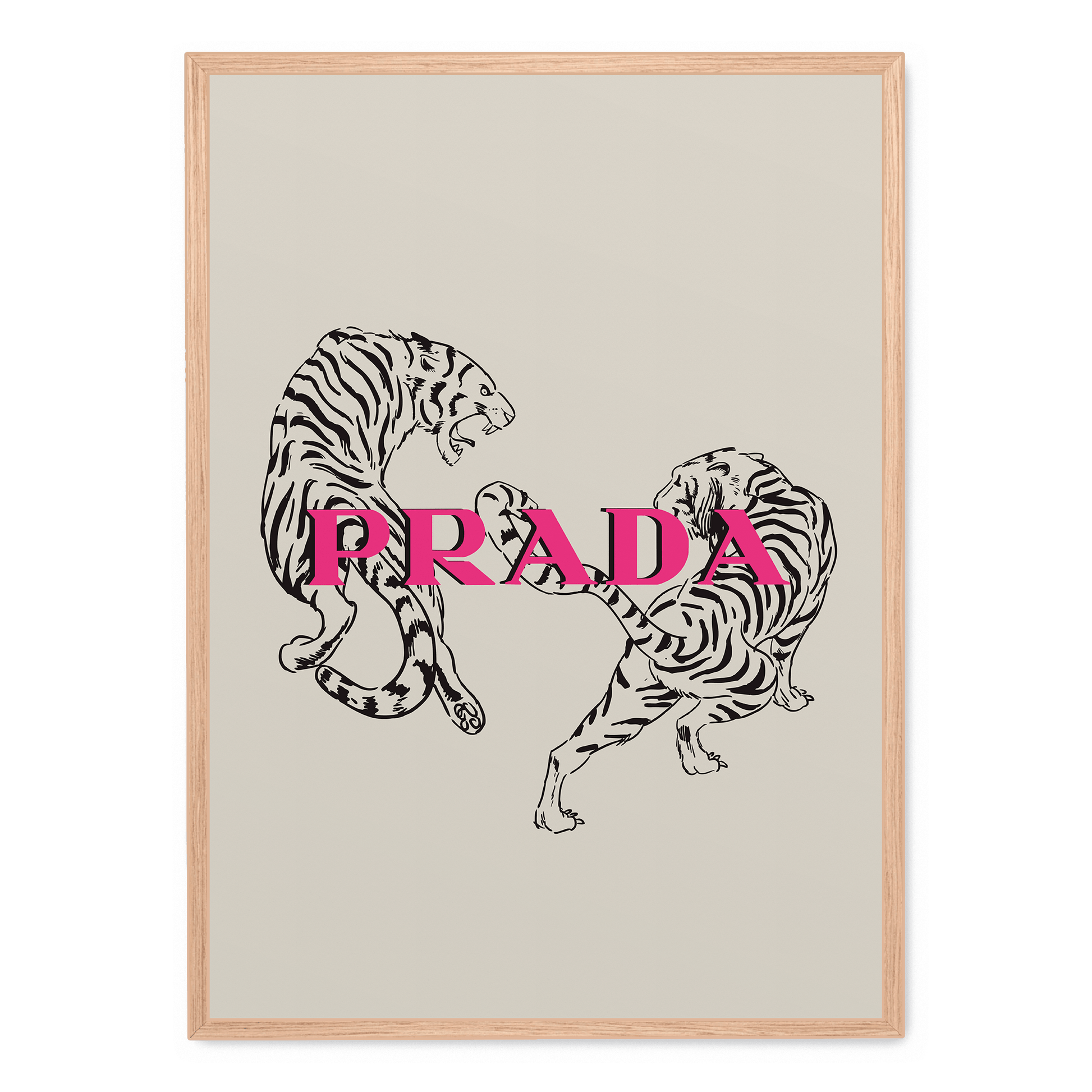 Prada Aesthetic Tiger Poster | Luxe Muurdecoratie | Mode Kunst Print | Dieren Illustratie | Modern Wanddecor | Exclusief Design