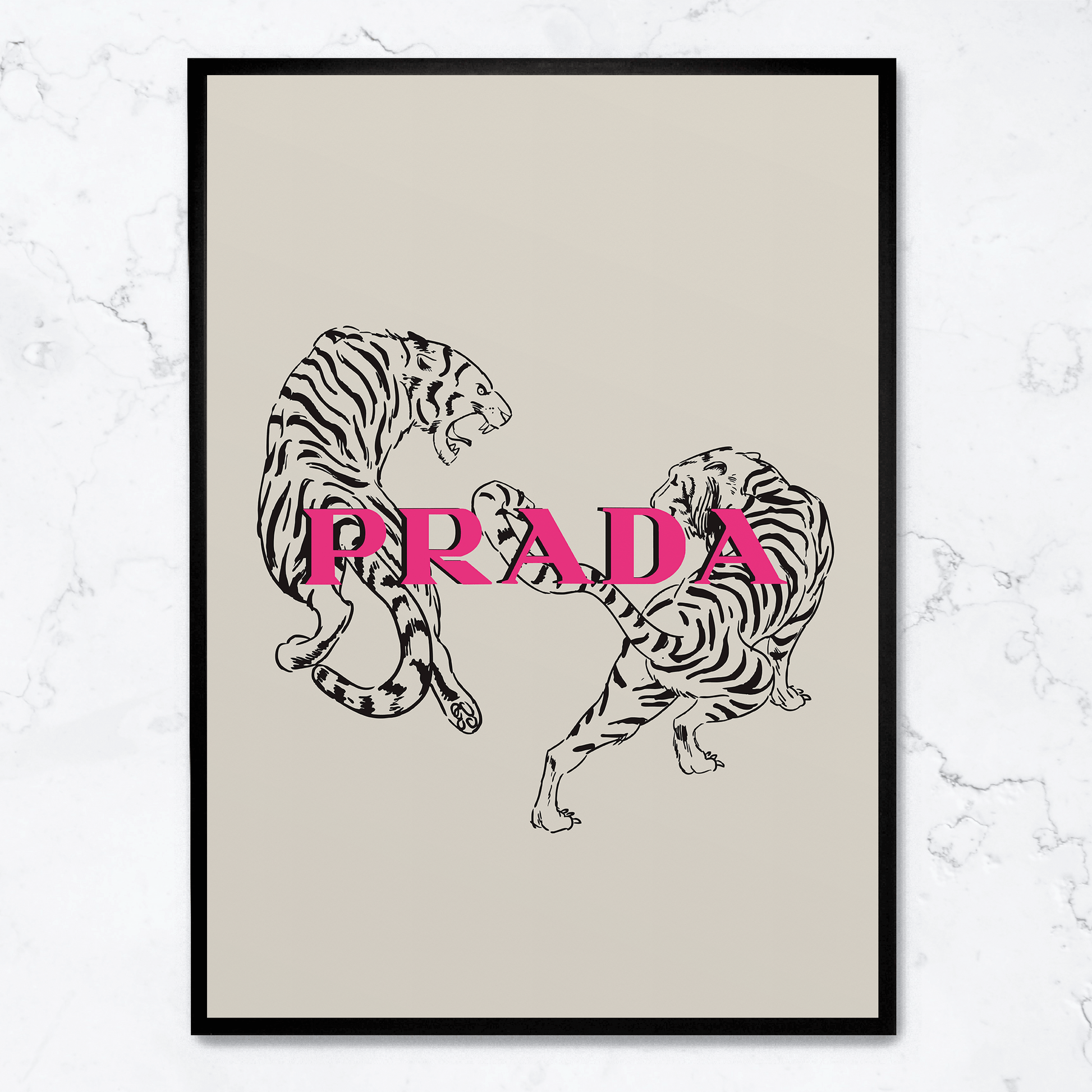 Prada Aesthetic Tiger Poster | Luxe Muurdecoratie | Mode Kunst Print | Dieren Illustratie | Modern Wanddecor | Exclusief Design
