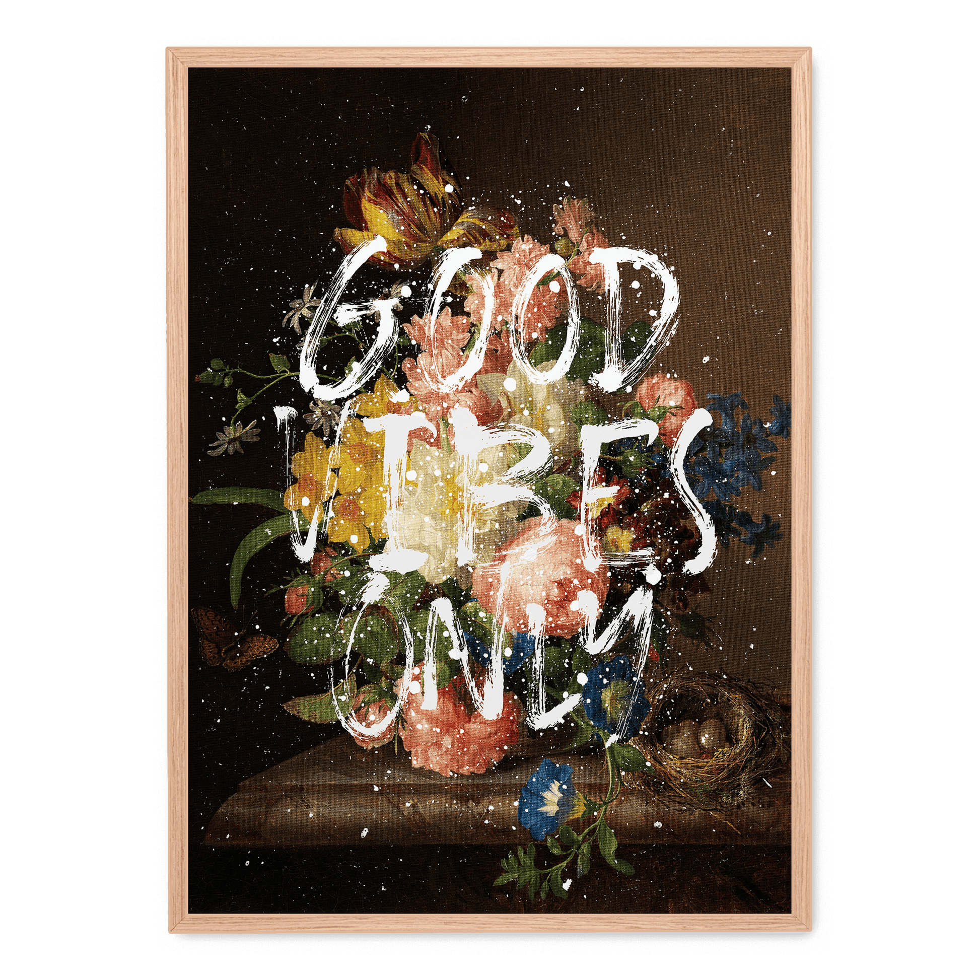 Good Vibes Only Muurdecoratie | Inspirerende Poster | Positieve Quote Print | Wanddecoratie | Artistieke Visuele Kunst | Ongeframed