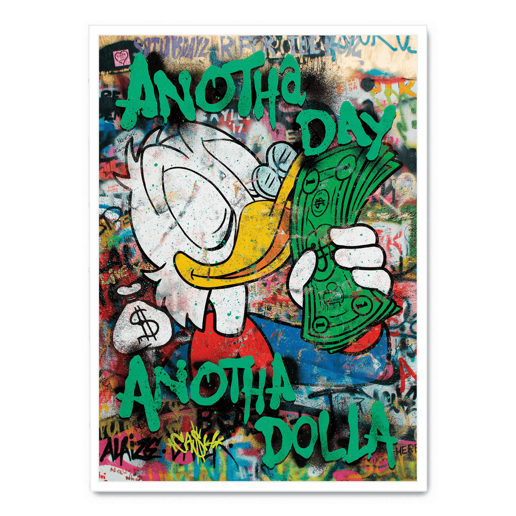 Anotha Day Anotha Dolla | Typografie Poster | Muurdecoratie Motivatie | Zwart Wit Wanddecoratie | Inspirerend Kunstwerk Huis en Kantoor