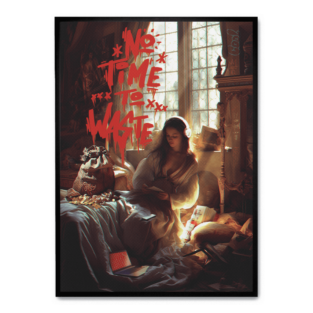 No Time To Waste poster | Inspirerende kunst | Wanddecoratie kantoor & thuis | Muurdecoratie eco-vriendelijk