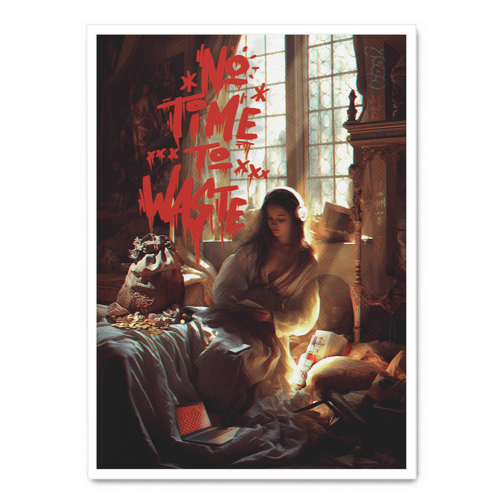 No Time To Waste poster | Inspirerende kunst | Wanddecoratie kantoor & thuis | Muurdecoratie eco-vriendelijk
