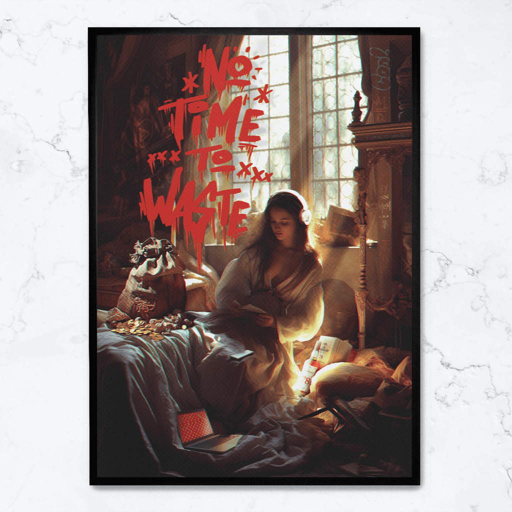 No Time To Waste poster | Inspirerende kunst | Wanddecoratie kantoor & thuis | Muurdecoratie eco-vriendelijk