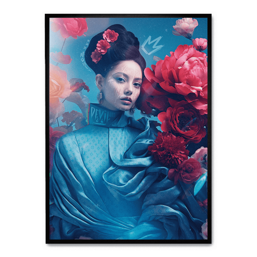 Oriental Blossom | Muurdecoratie met Bloemen | Elegante Wanddecoratie | Natuur Poster | Levendige Kleuren | Huisdecoratie | Slaapkamer en Woonkamer