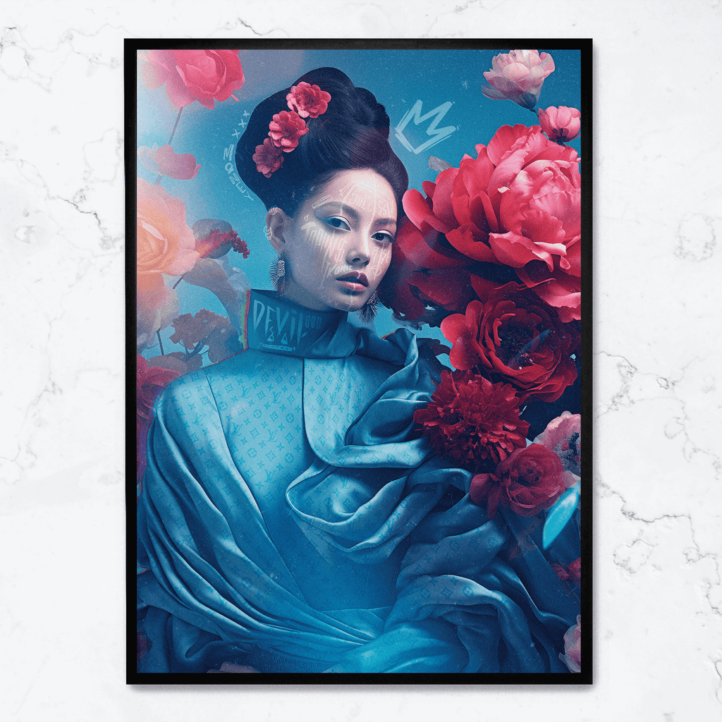 Oriental Blossom | Muurdecoratie met Bloemen | Elegante Wanddecoratie | Natuur Poster | Levendige Kleuren | Huisdecoratie | Slaapkamer en Woonkamer