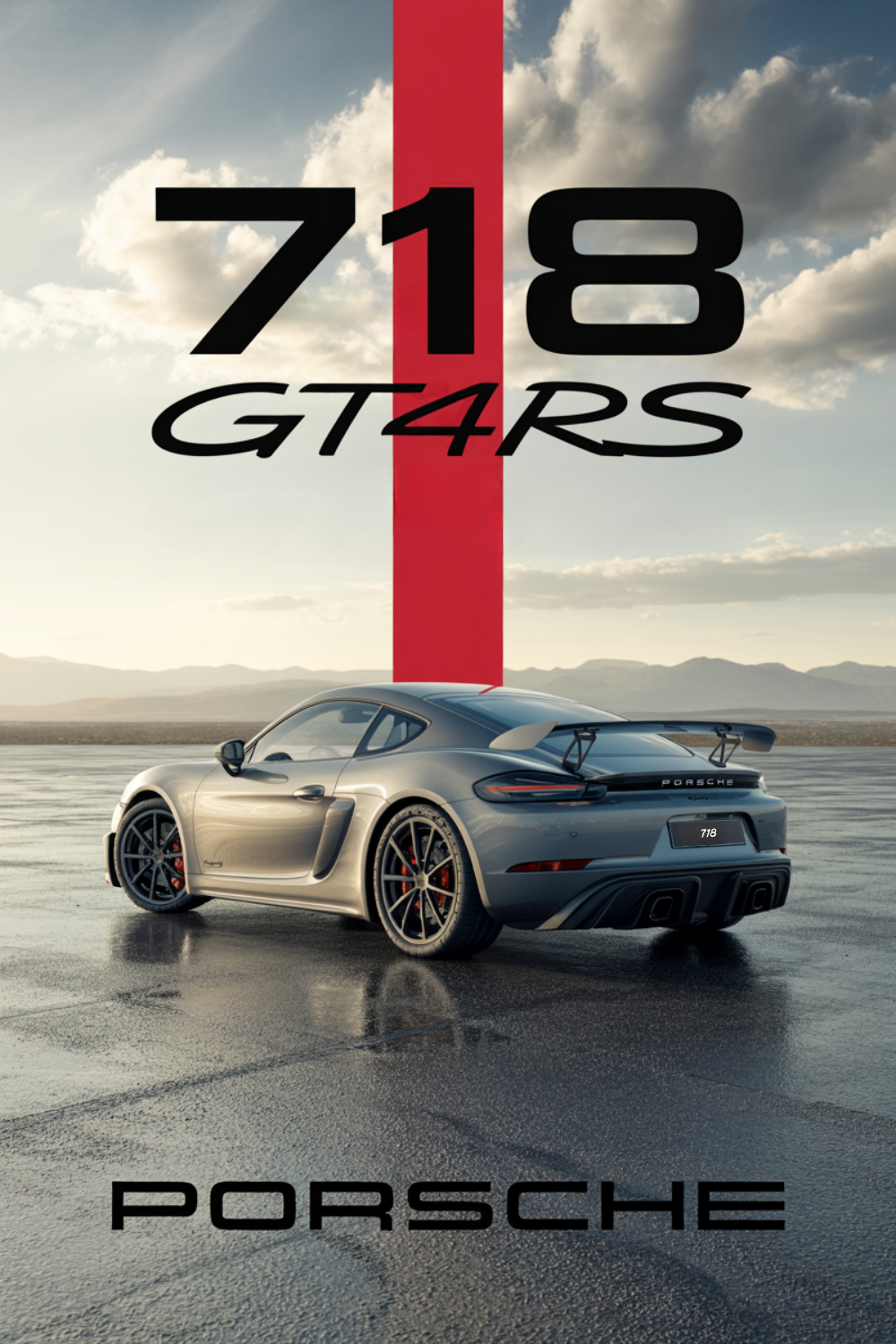 Porsche 718 Cayman GT4 RS Poster | Supercar Wandkunst Print, Zonder lijst, Mat Papier, Meerdere Maten, Automotive Muurdecor voor Woonkamer, Kantoor of Mancave, Cadeau voor Autoliefhebbers