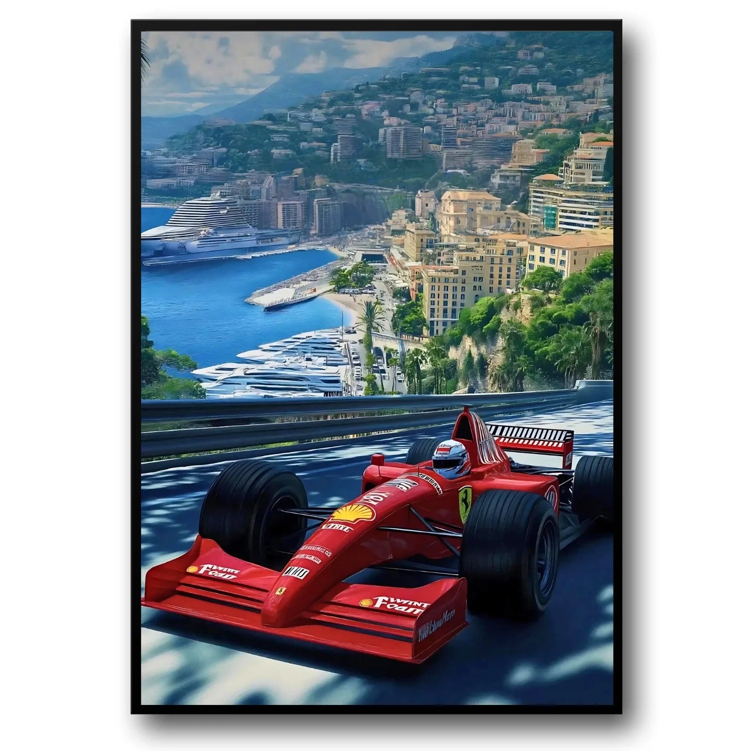 Monaco Formula 1 Poster | Vintage Grand Prix Muurdecoratie | Ferrari F310B | Michael Schumacher Kunst | Monte Carlo Marina Wanddecoratie