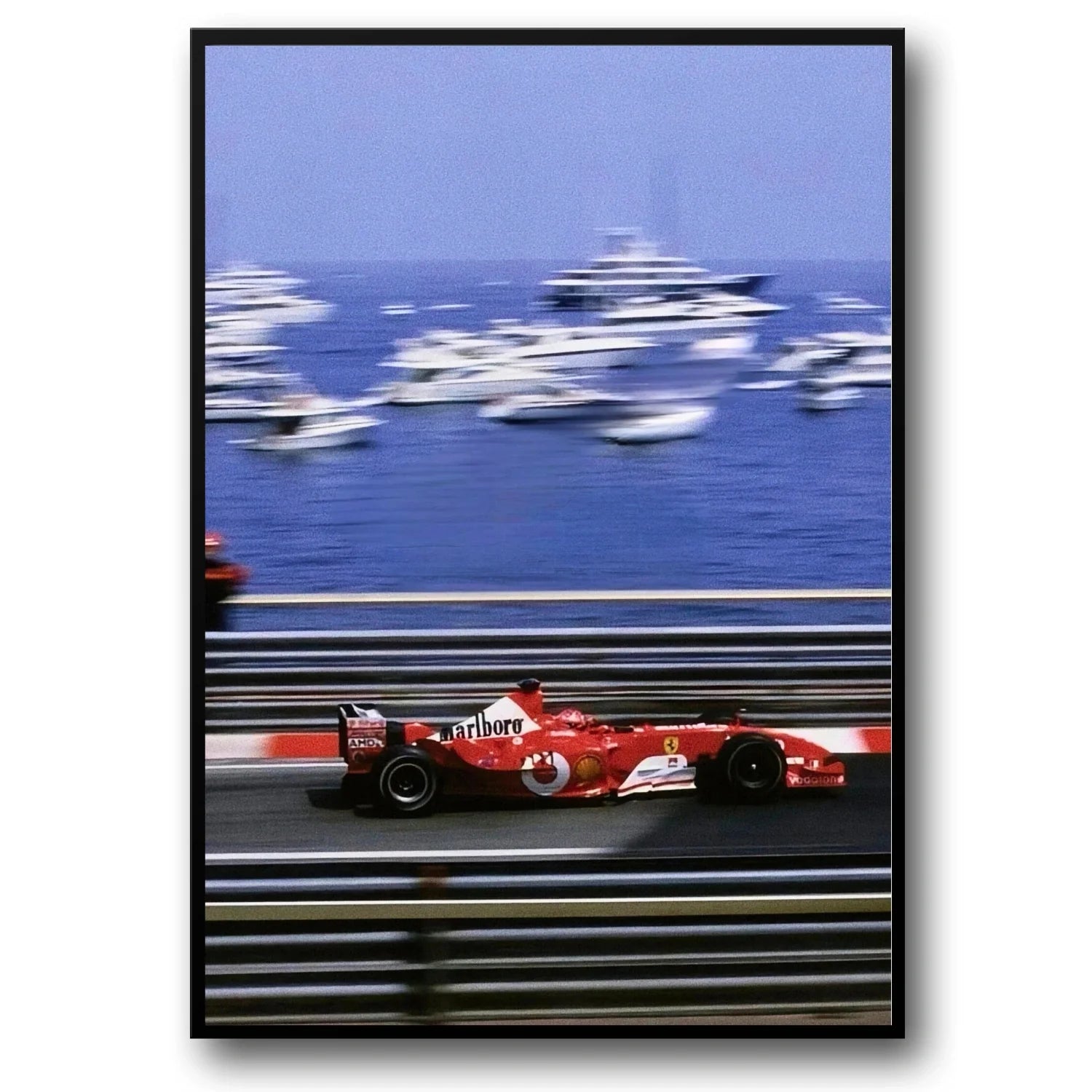 Monaco Formula 1 Poster | Muurdecoratie | Vintage Grand Prix Racing Art | Ferrari F2000 | Vodafone Tribute | Michael Schumacher Wanddecoratie