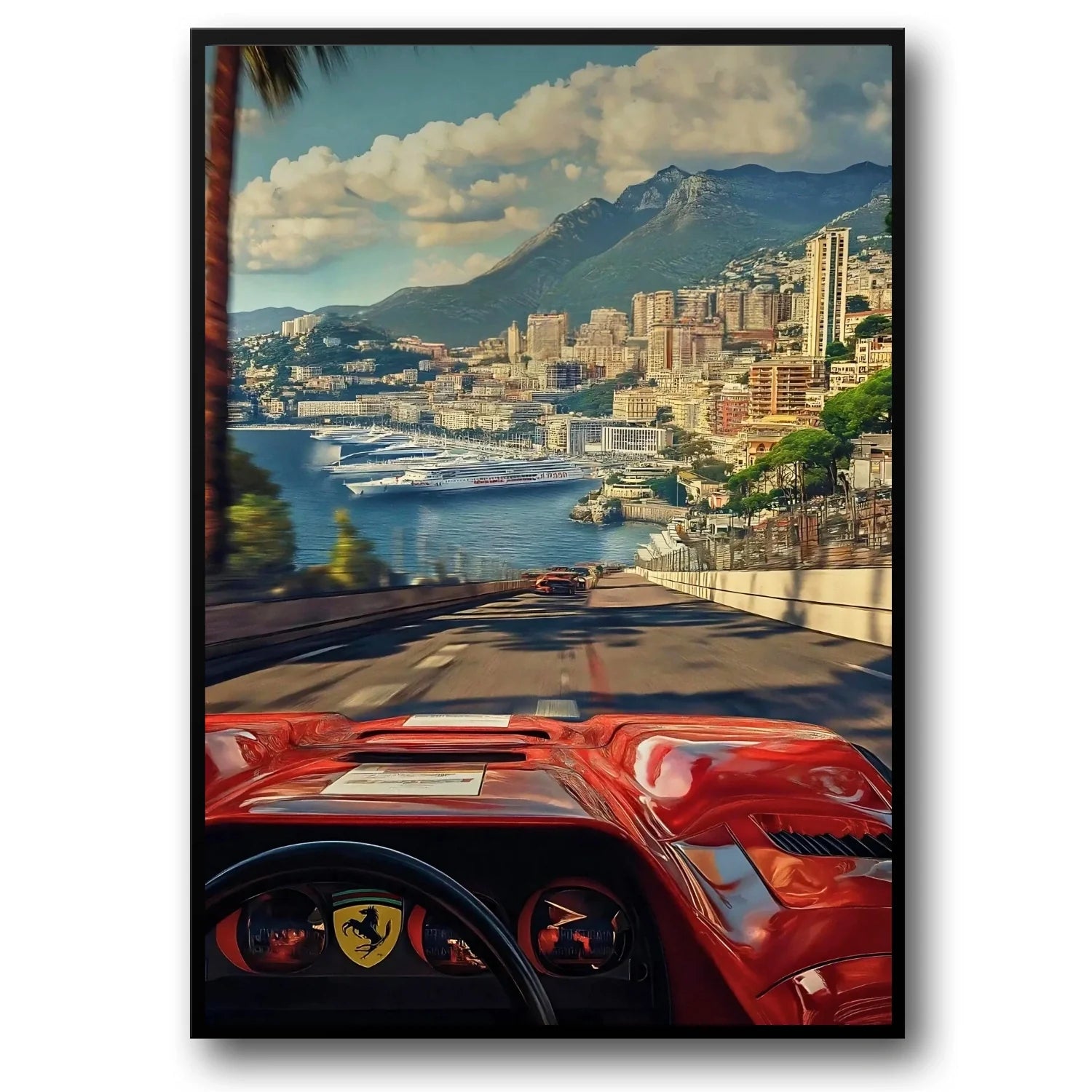 Monaco Formula 1 | Posters Muurdecoratie | Ferrari 512 TR | Vintage Grand Prix Schilderijen | Monte Carlo Wanddecoratie | Ferrari POV Drive | Racing Kunst