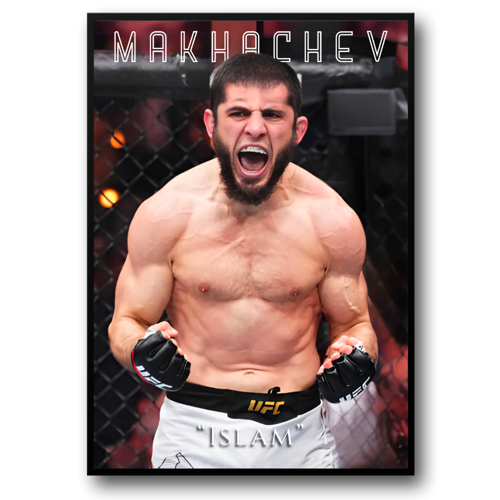 Islam Makhachev UFC Poster | MMA Wanddecoratie | Lichtgewicht Kampioen Muurdecoratie | Posters Art