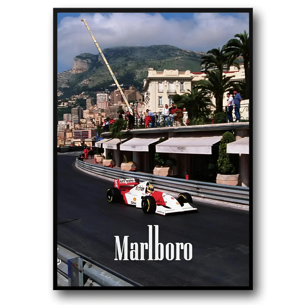 Vintage Formula 1 Poster | Muurdecoratie | Ayrton Senna | Monaco Grand Prix | McLaren MP4/8 | Wanddecoratie
